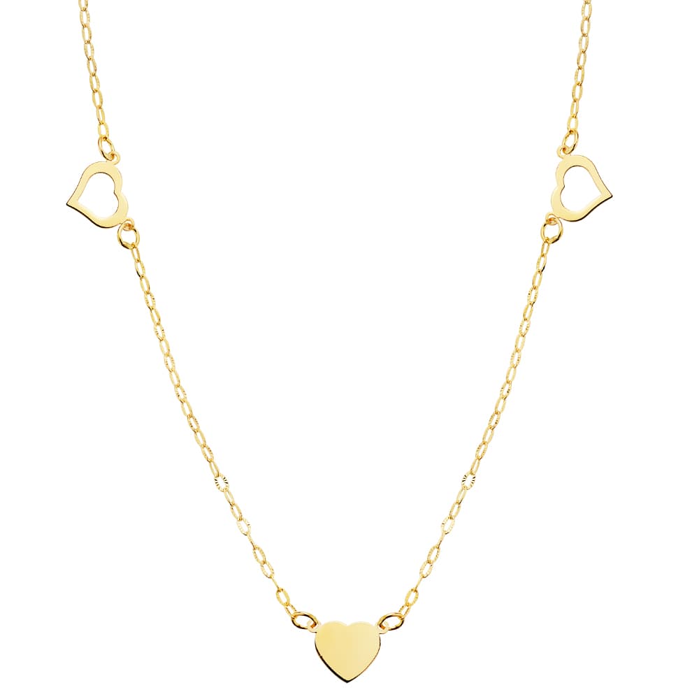 Collier Or Jaune 18K Coeurs 7X6 mm 40 Cm
