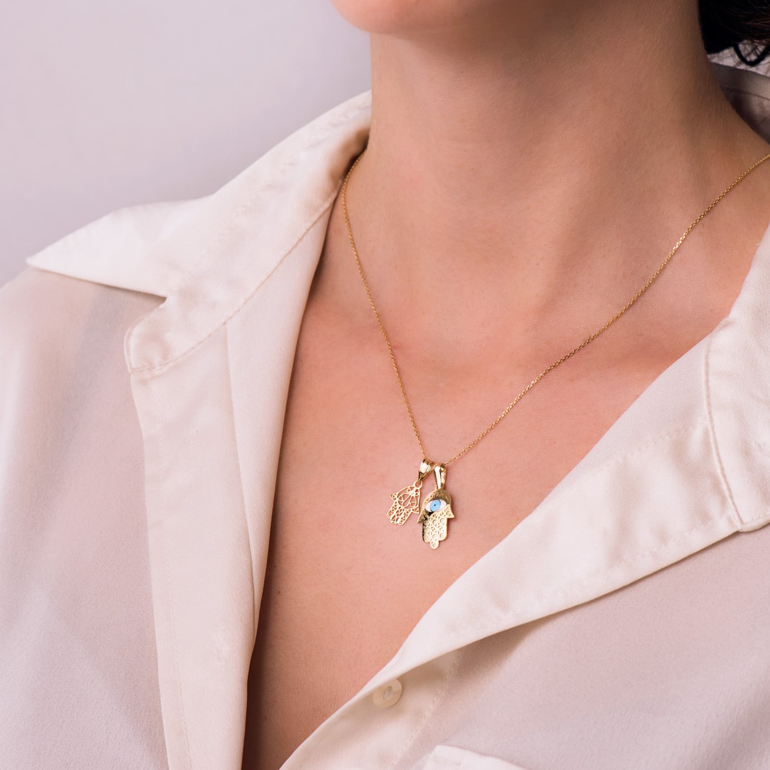 Pendentif Main de Fatima Or Jaune 18K 14X11 mm