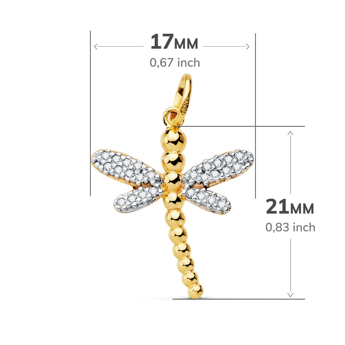 18K Pendentif en Or Bicolore 21X17 mm