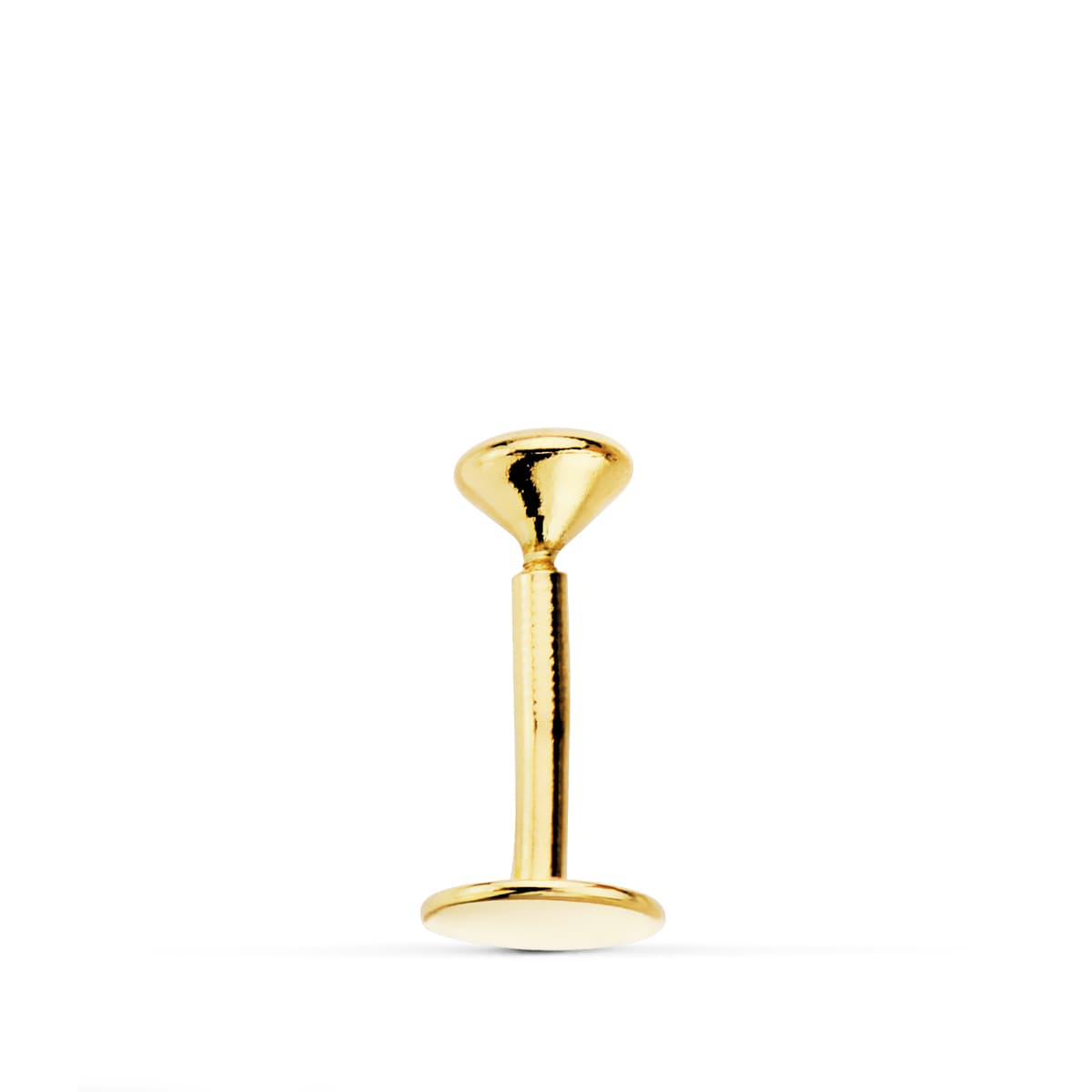 Piercing à Lèvres Or Jaune 18K Bouche Zircone Barre Dépaisseur 3 mm Longueur 120 mm Piercing Total 7 mm Fermoir a Vis 9 mm