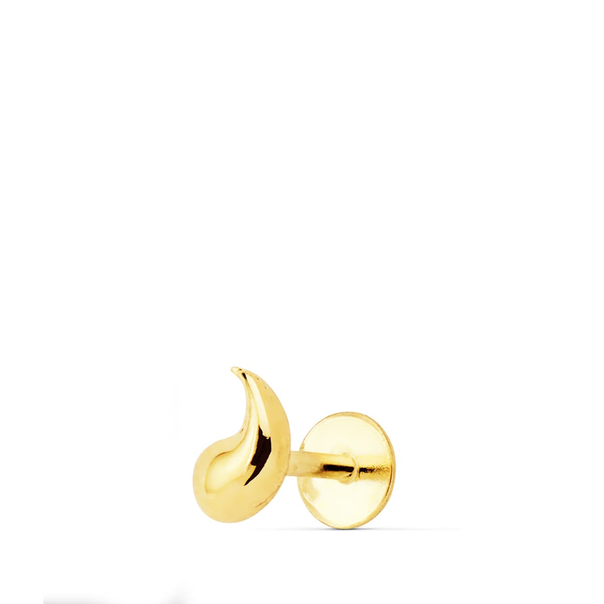 Piercing à Lèvres Or Jaune 18K Forme Virgule 6X4 mm Fermoir Écrou