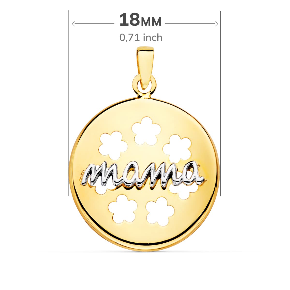 18K ツートン ゴールドの「mamá」ペンダント。 18MM