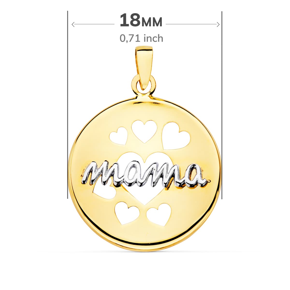 Ciondolo “mamá” 18K 2ORS 18MM
