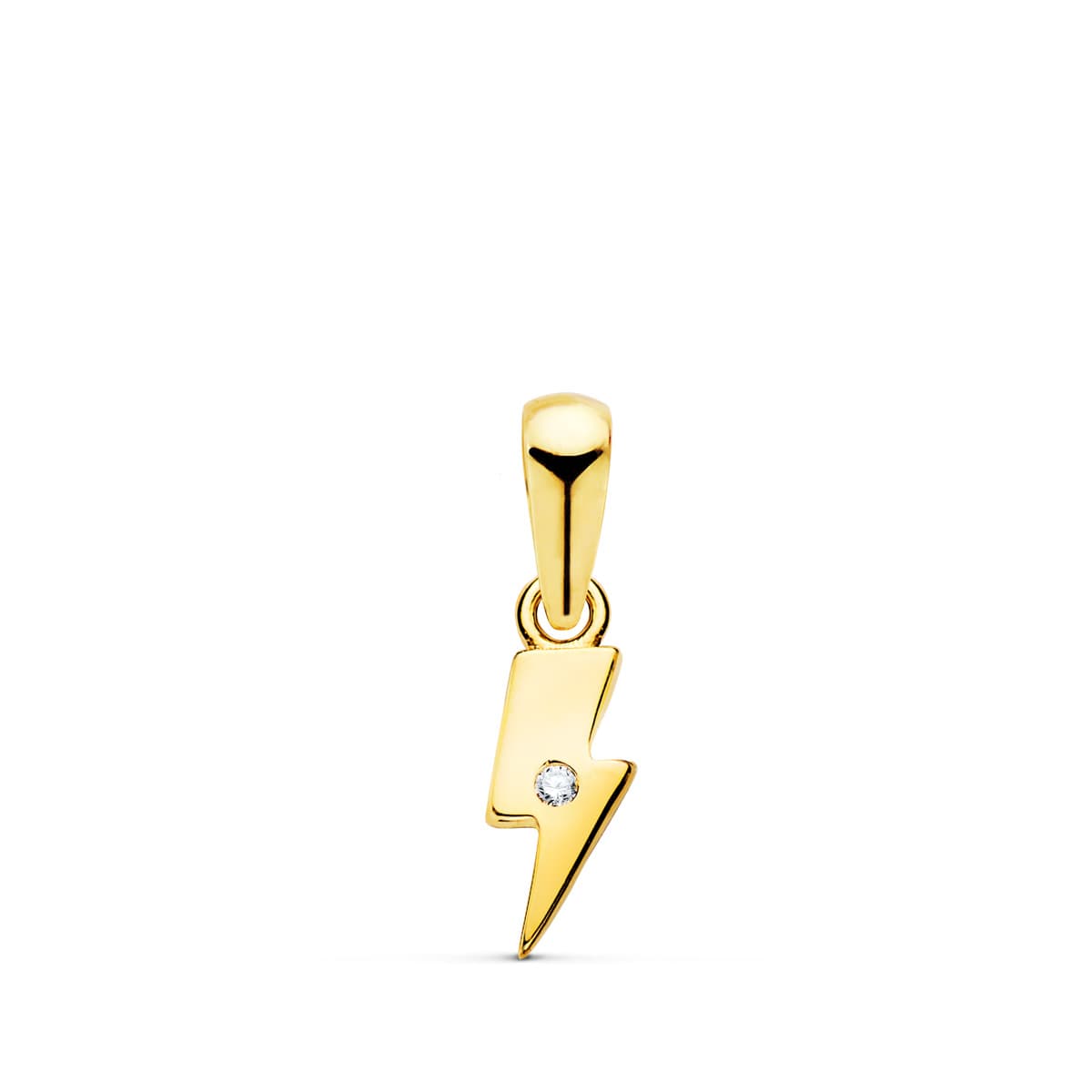 18K Pendentif en Or Jaune Foudre avec Oxyde de Zirconium. 8.5X4 mm