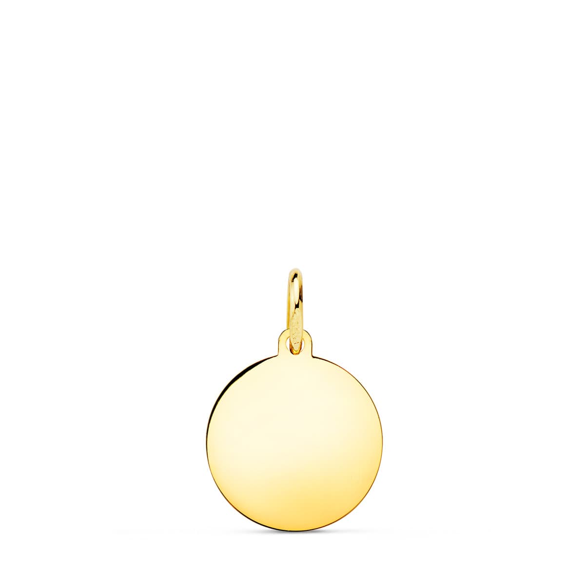 18K Pendentif Rond Or Jaune Brillant 12 mm