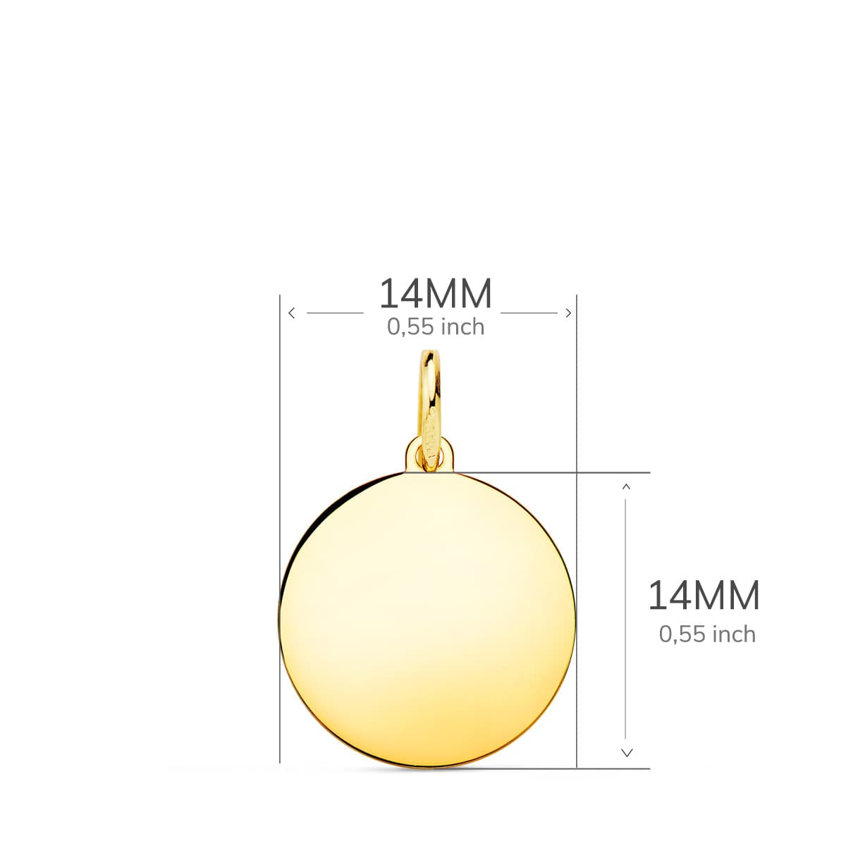 18K Gulguld Rund Pendel 14 mm