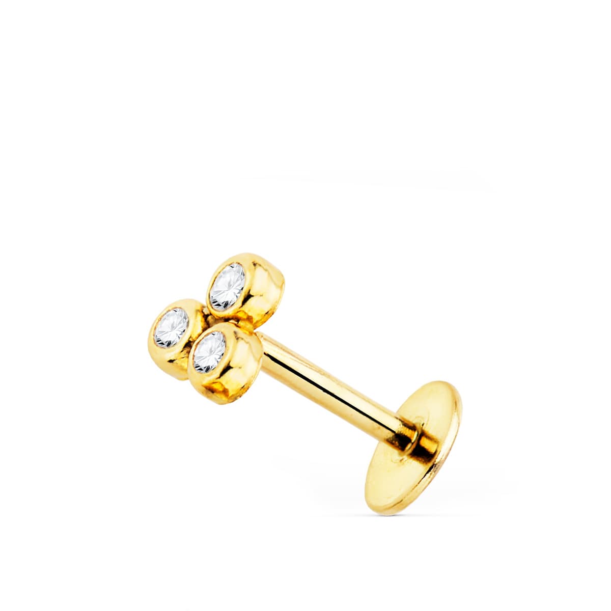 18K Piercing en Or Jaune Triangle avec Zircon 5X3.5 mm (unité)