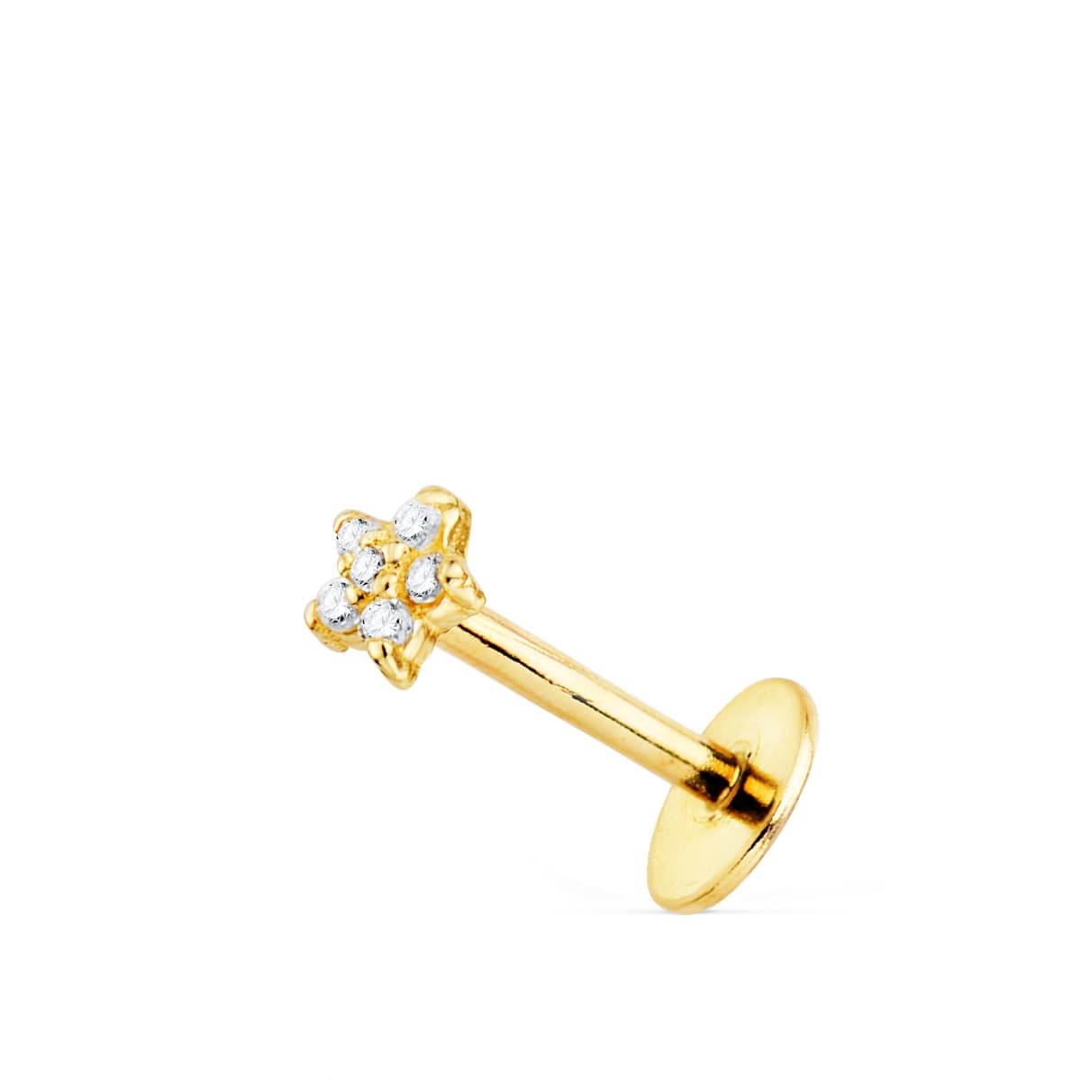 Piercing Doreille Étoile en Or Jaune 18K avec Zircon 35X35 mm (unité)