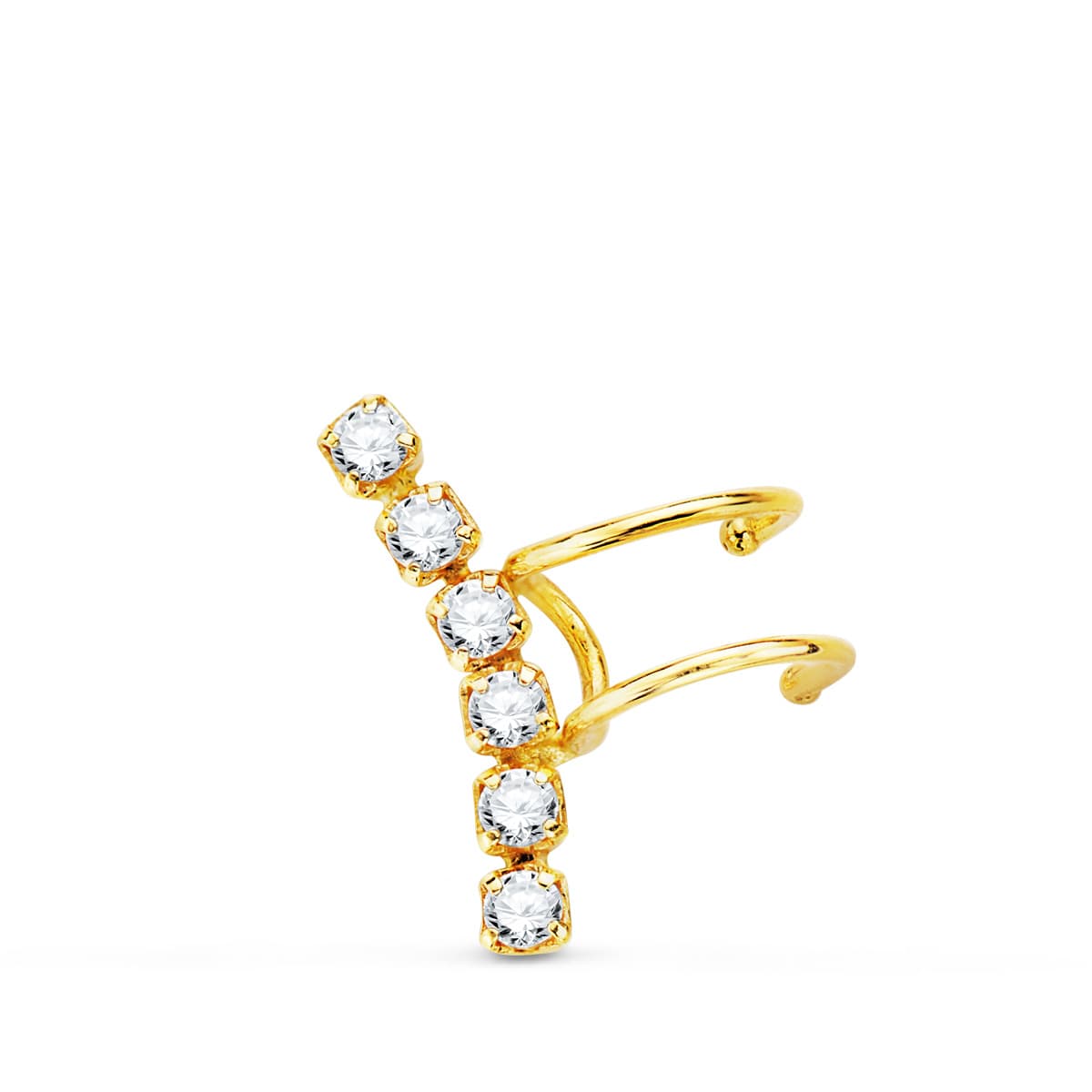 Ear Cuff in oro giallo 18 carati e zirconi. Altezza 15 mm