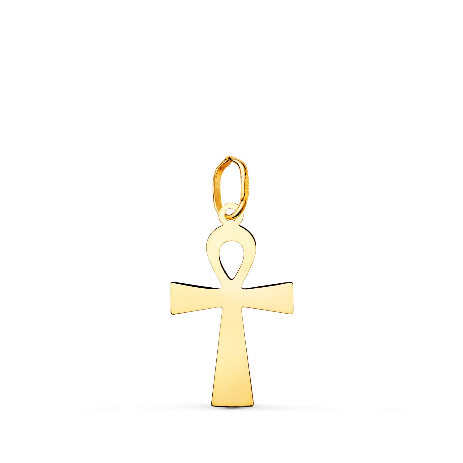 18K Pendentif Or Jaune Croix Egytienne de Vie 18 X 10 mm
