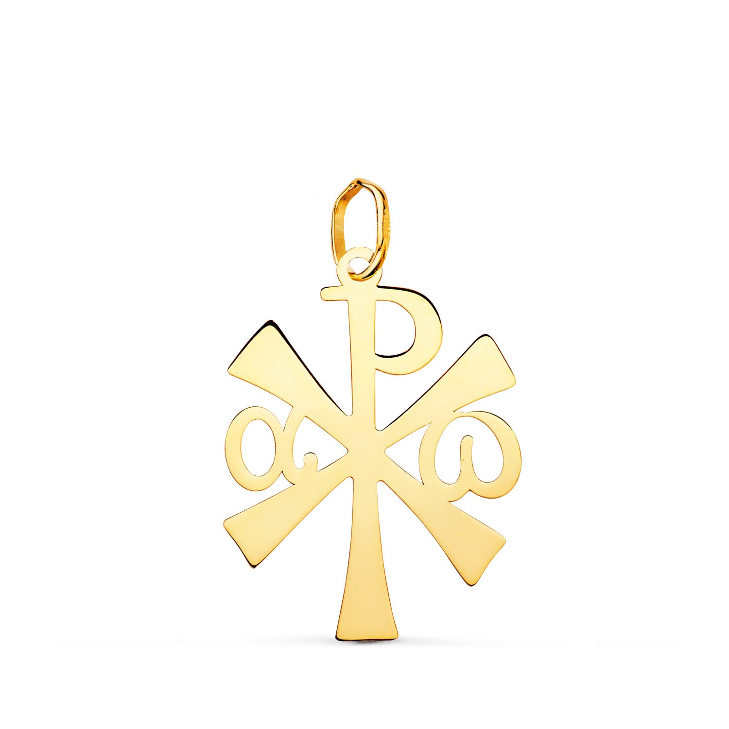 18K Pendentif Or Jaune Croix Chrisme 22 X 14 mm