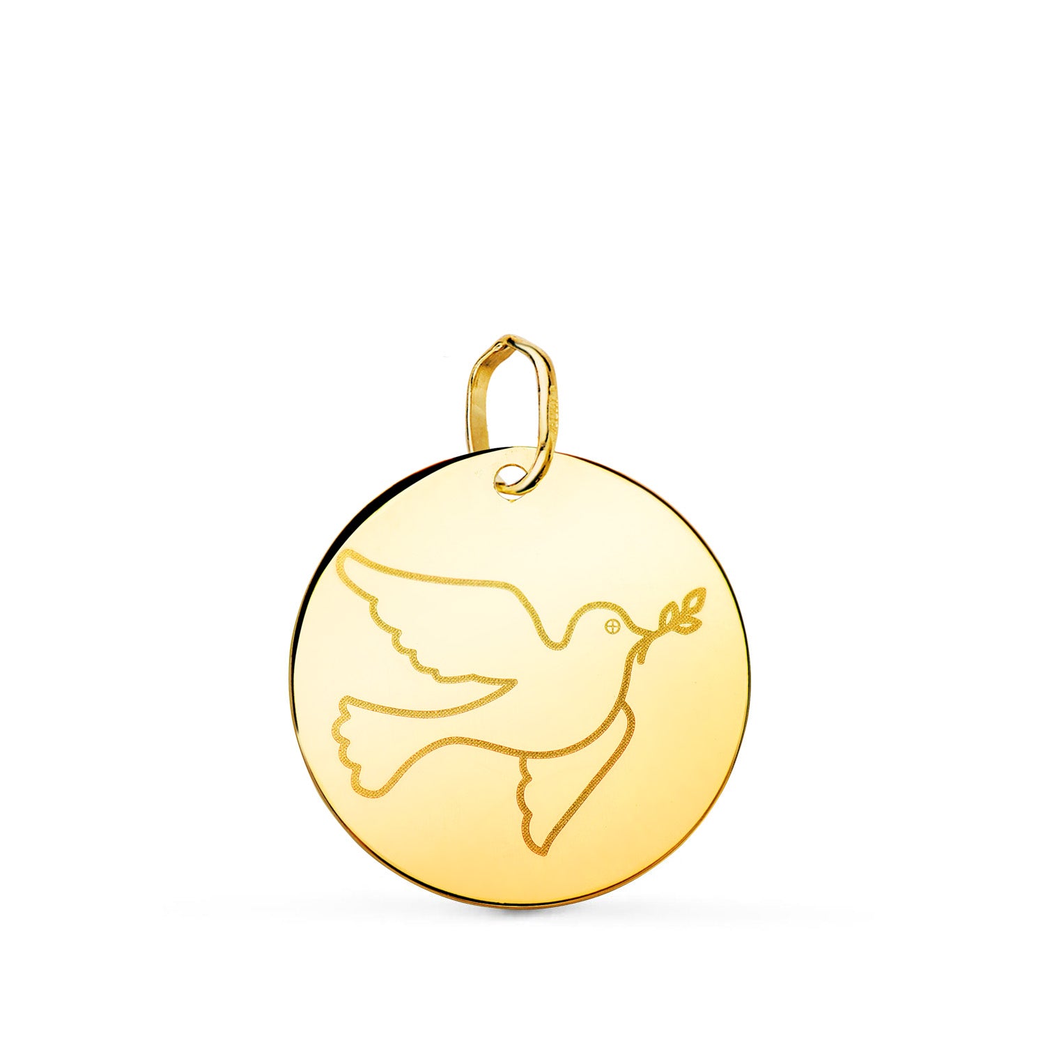 18K Médaille Colombe en Or Jaune 18MM