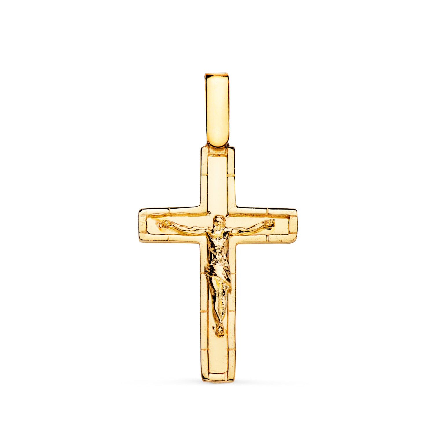 18K Croix avec Christ en Or Jaune 26 X 17 mm