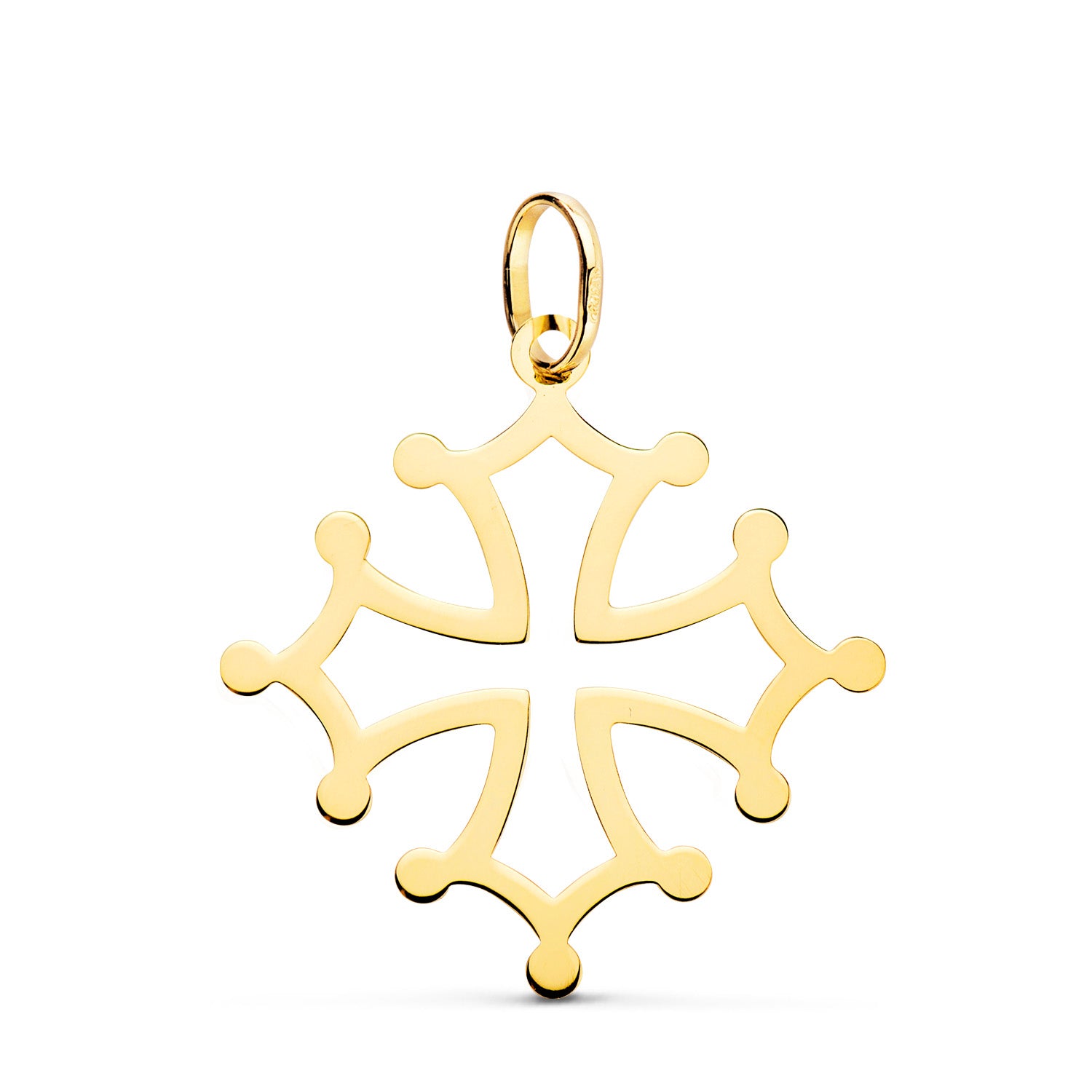Croix Doccitanie Or Jaune 18K en Brillance 26 X 24 mm