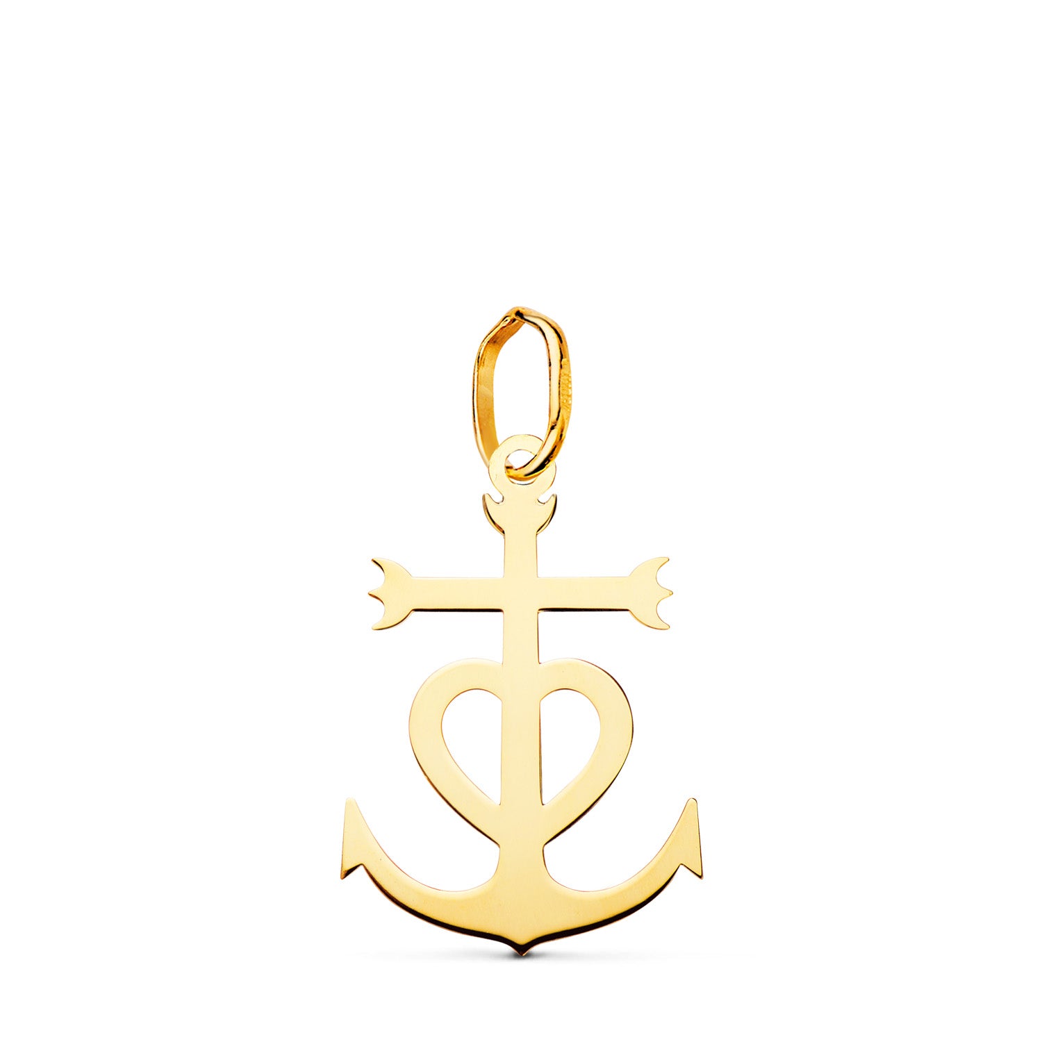 18K Croix de Camargue en Or Jaune Brillant 17 X 12 mm