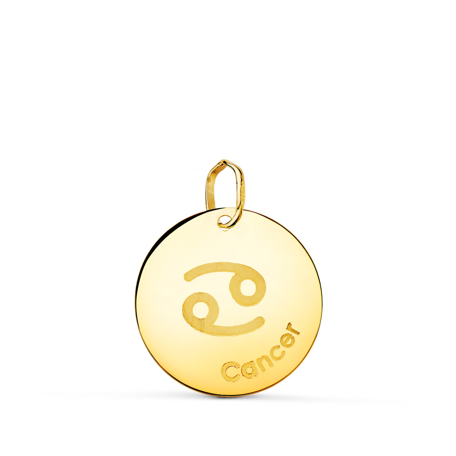 18K Pendentif Or Jaune Zodiaque Cancer Brillatn 16 mm