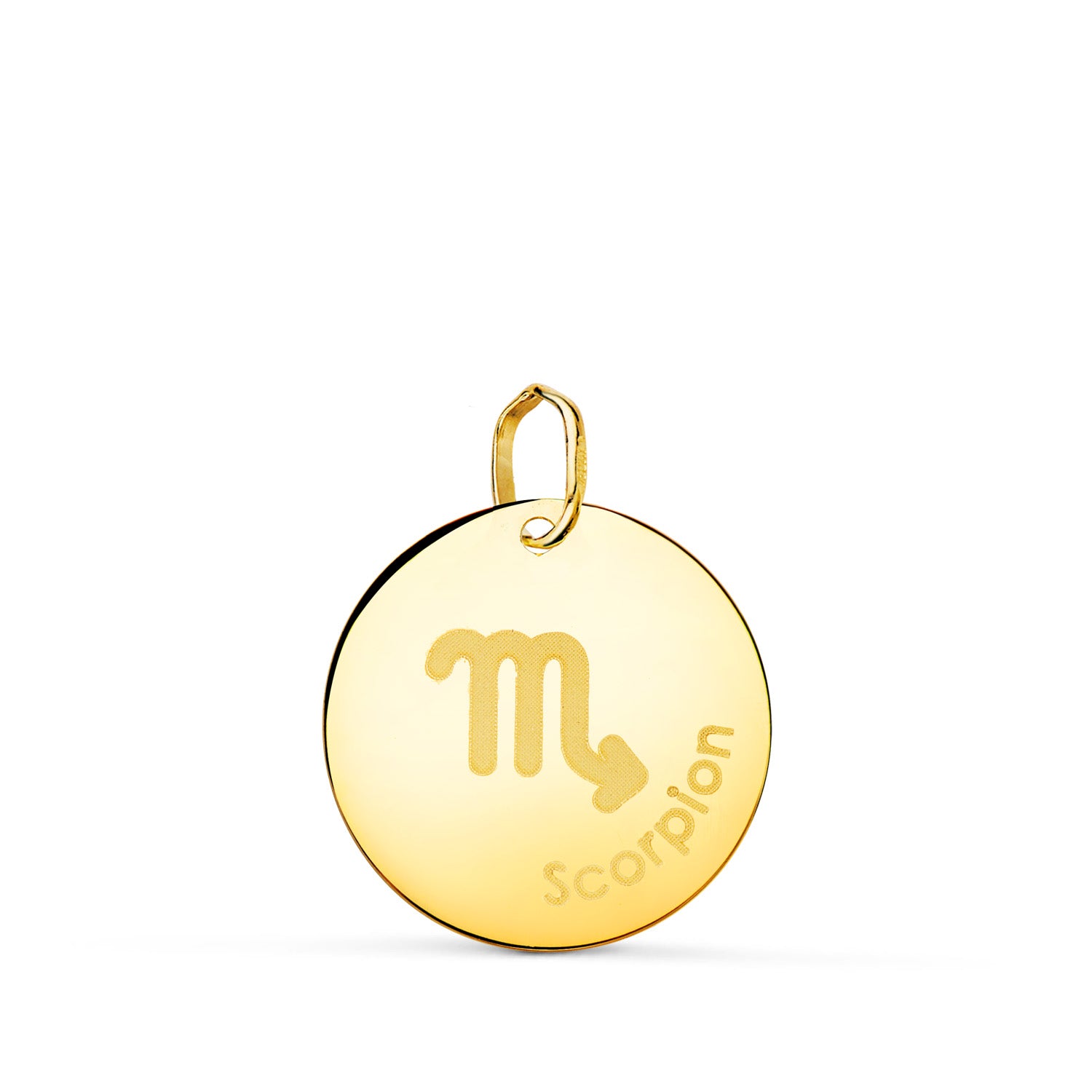 18K Pendentif Or Jaune Zodiaque Scorpion Brillant 16 mm