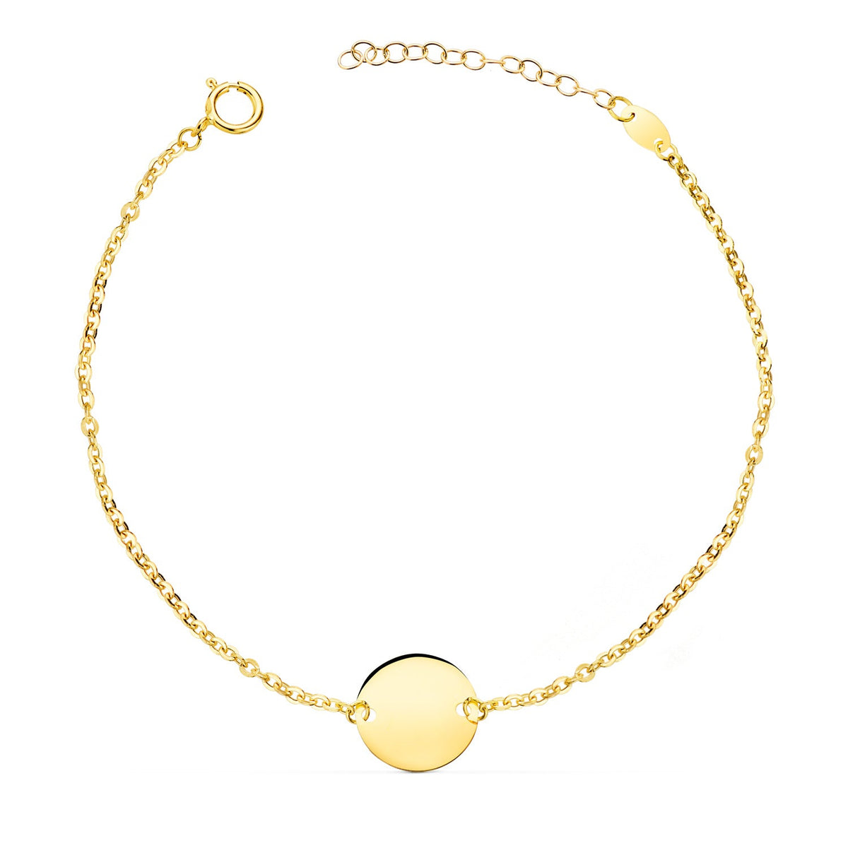 Bracelet disques ronds brillants – Or jaune 18 carats – 1 disque