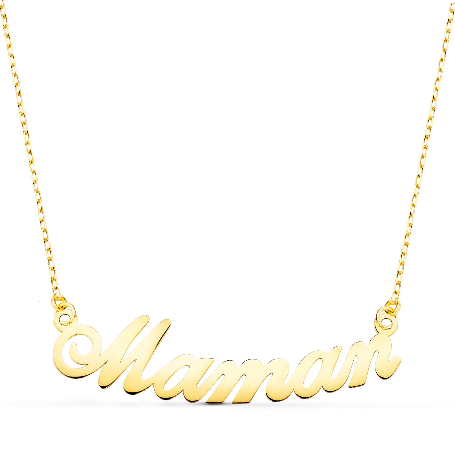 Choker Or Jaune 18K Initial Maman Largeur : 34MM Chaine 43 2 Cm