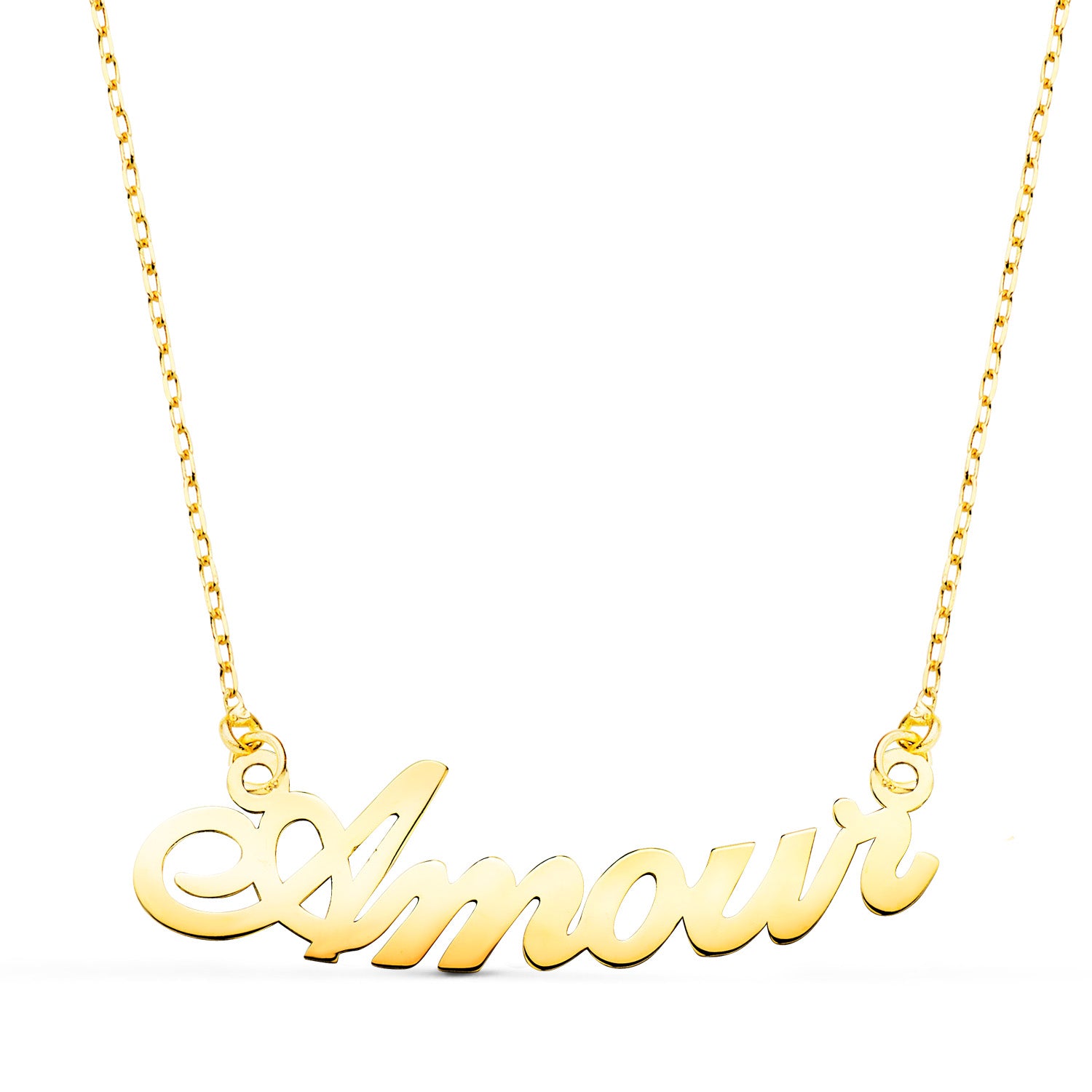 Choker Or Jaune 18K Initial Amour Largeur : 30MM Chaine 42,5 2,5 Cm