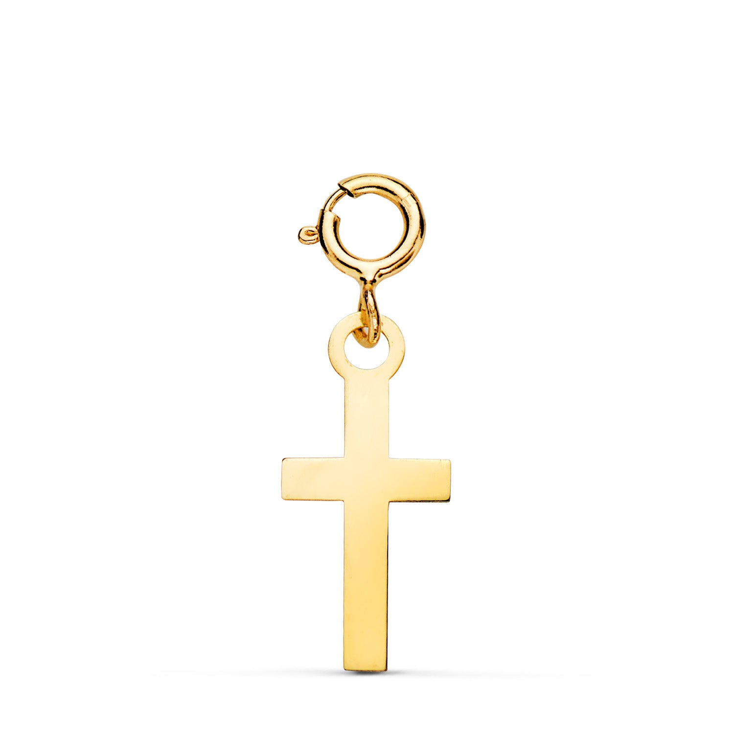 Pendentif Croix Or Jaune 18K 14 X 7 mm avec Anneau 45 mm