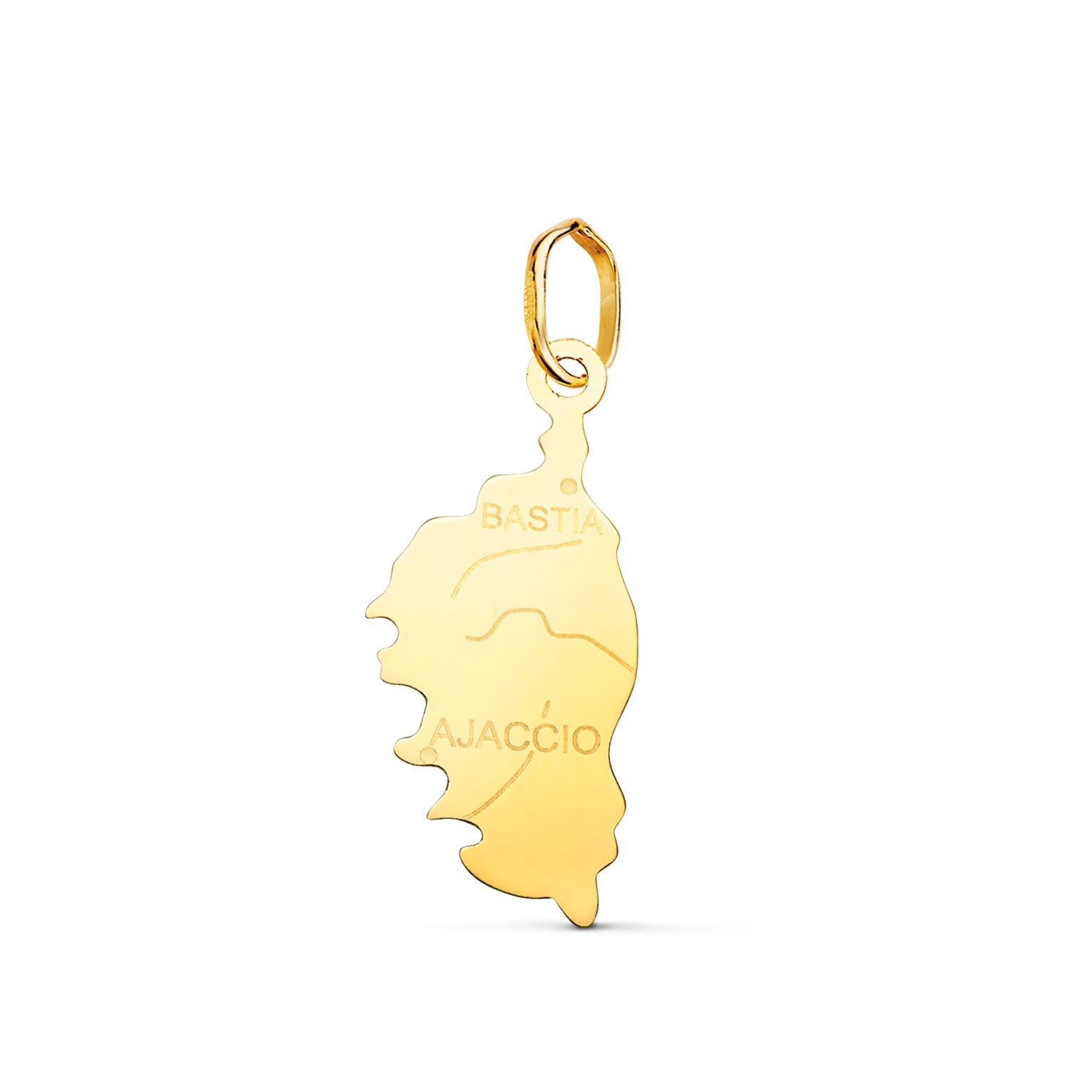 Pendentif Or Jaune 18K Ile de Corse en Pulie 22,5 X 10 mm