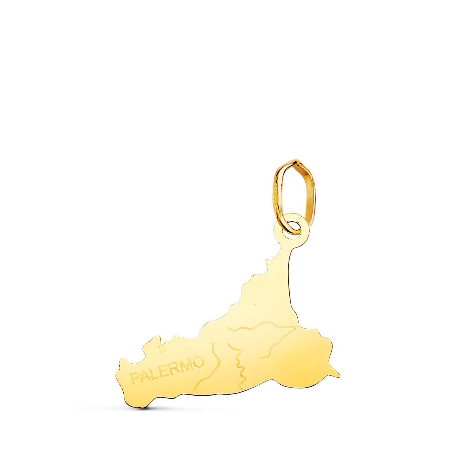 Pendentif Or Jaune 18K Île de Sicile en Pulie 21,5 X 12,5 mm