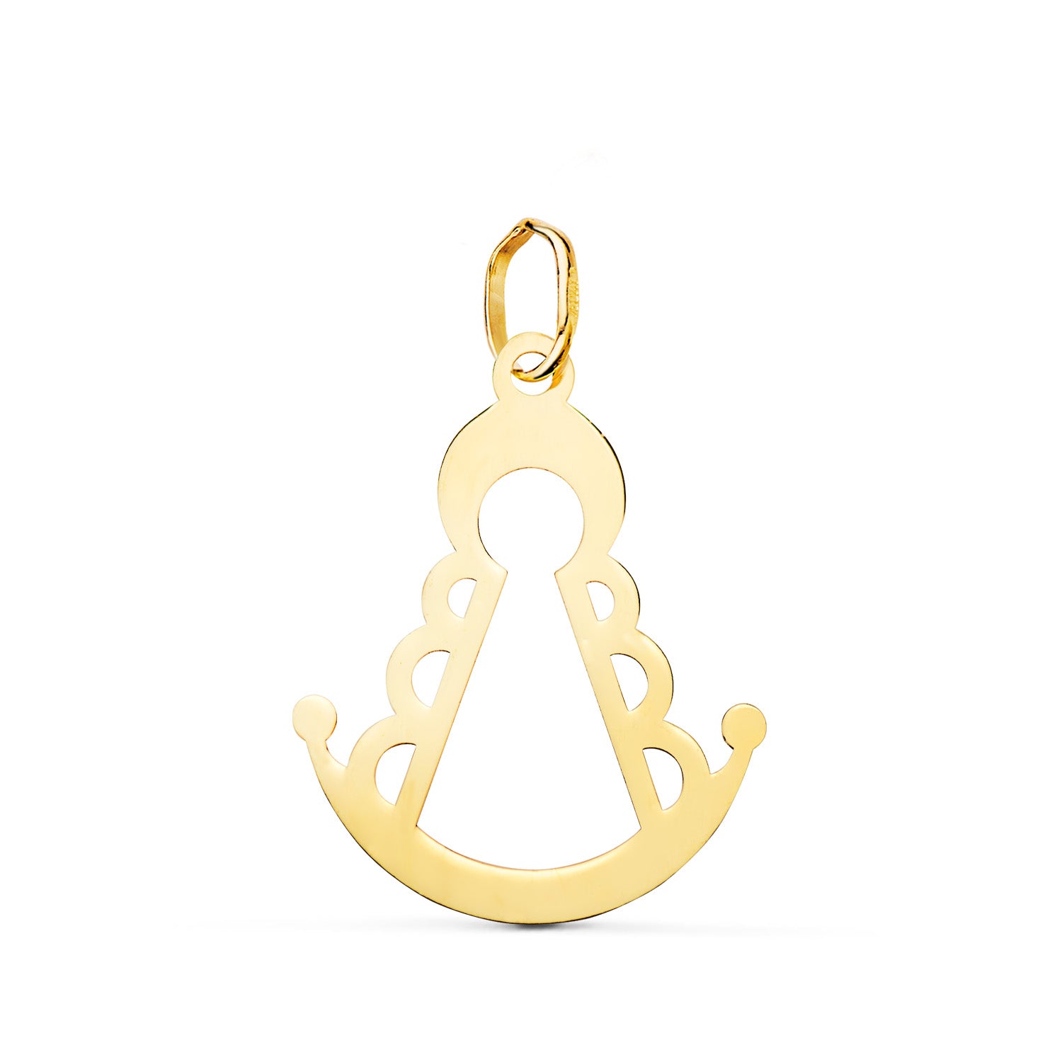 Pendentif Or Jaune 18K Rosée Vierge Silhouette Brillante 20 X 16 mm