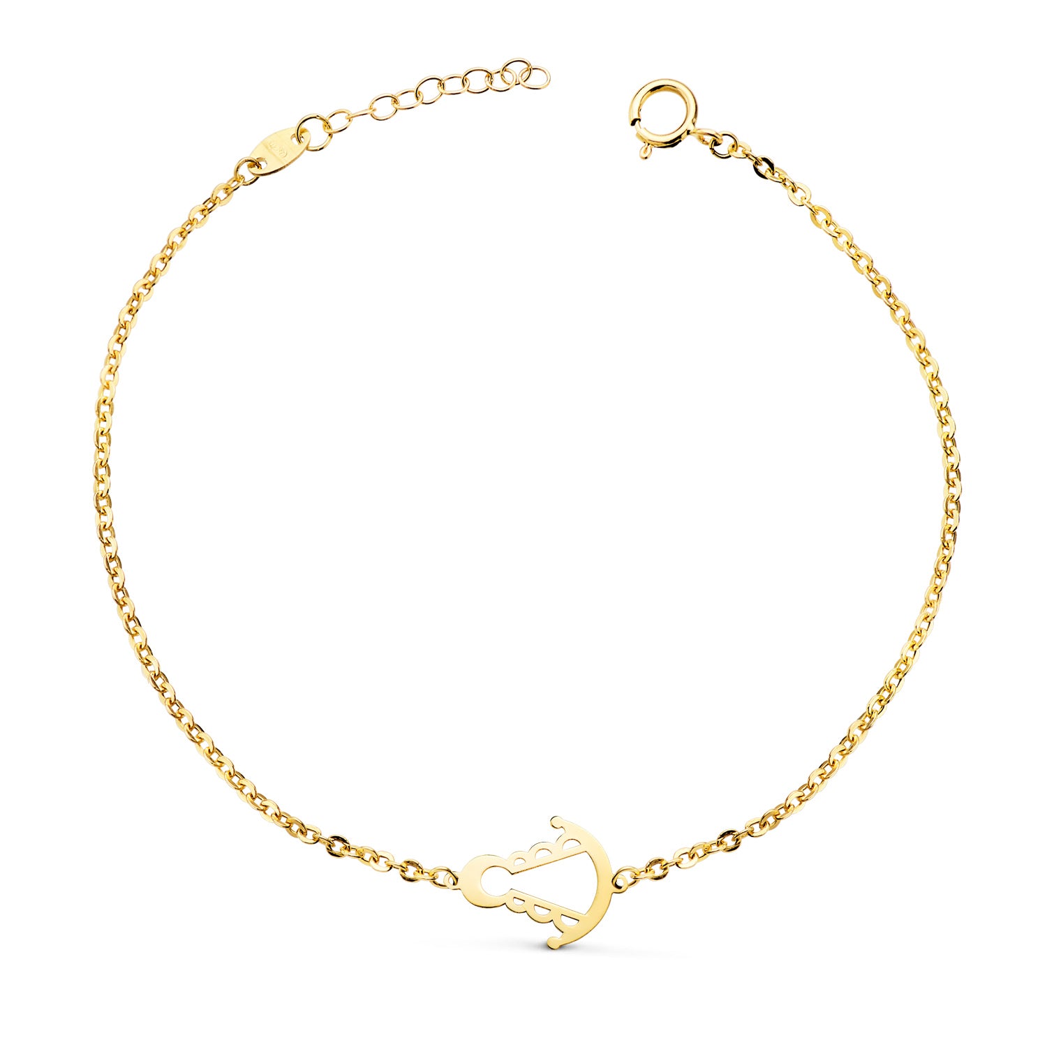 Bracelet Or Jaune 18K Silhouette Rosée Vierge 14X11 mm Longueur : 15,2 Cm