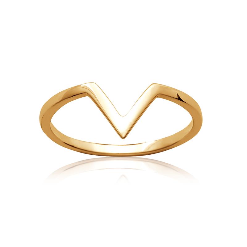 V - Gold Plated Ring - Azuline