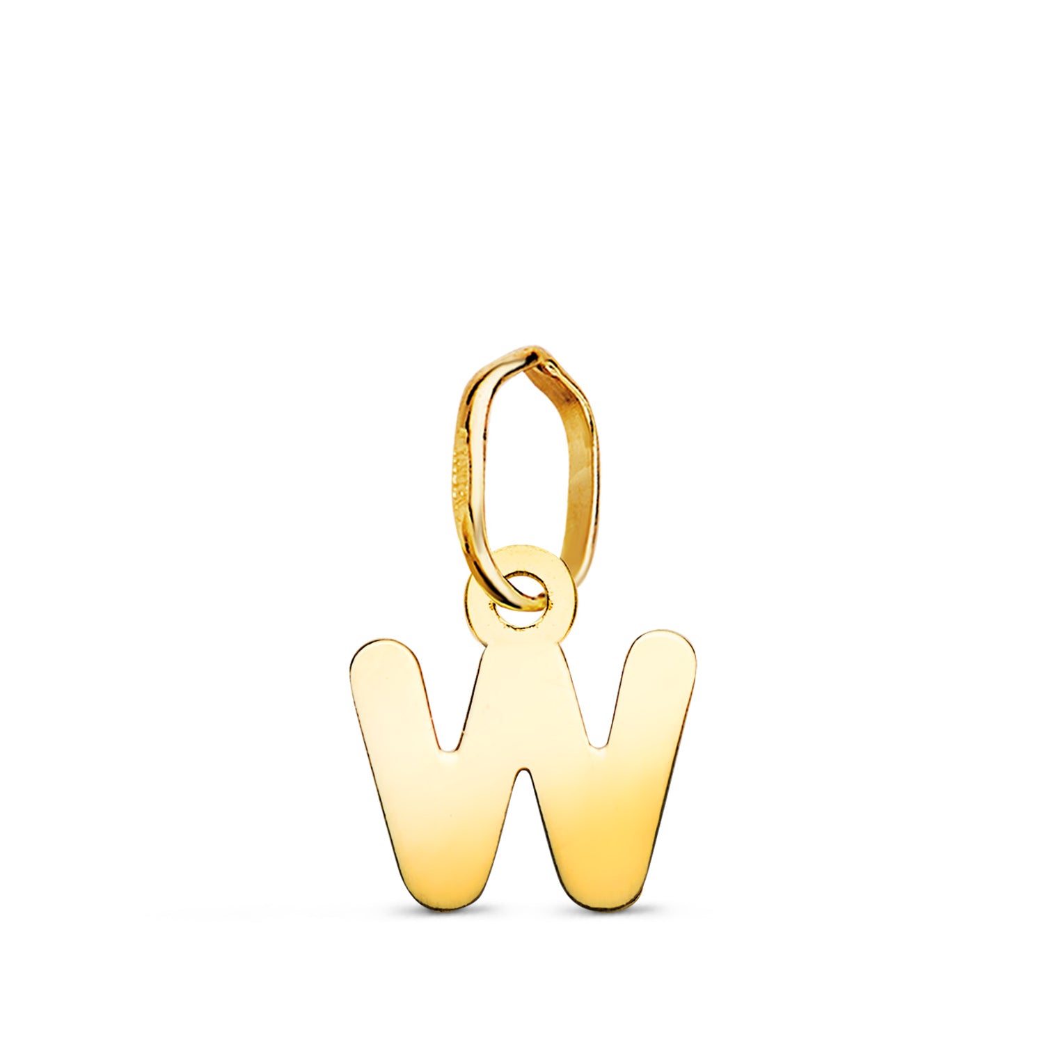 Pendentif en Or Jaune 18K Lettre "w" en Finition Brillante 8 X 4,5 mm