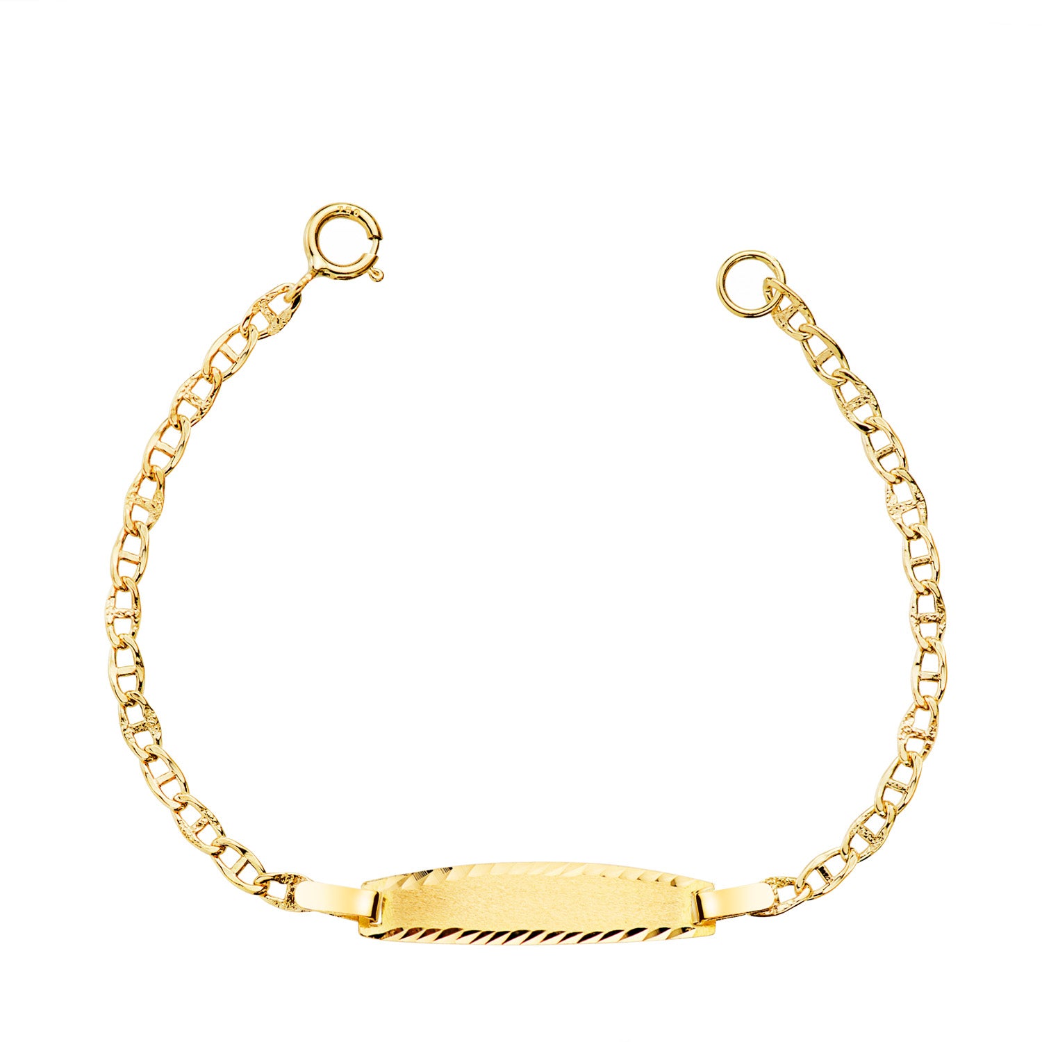 Ancre Gourmette Or Jaune 18K Texture Solide Plaque 2MM : 19X4MM Longueur 11,5 Cm