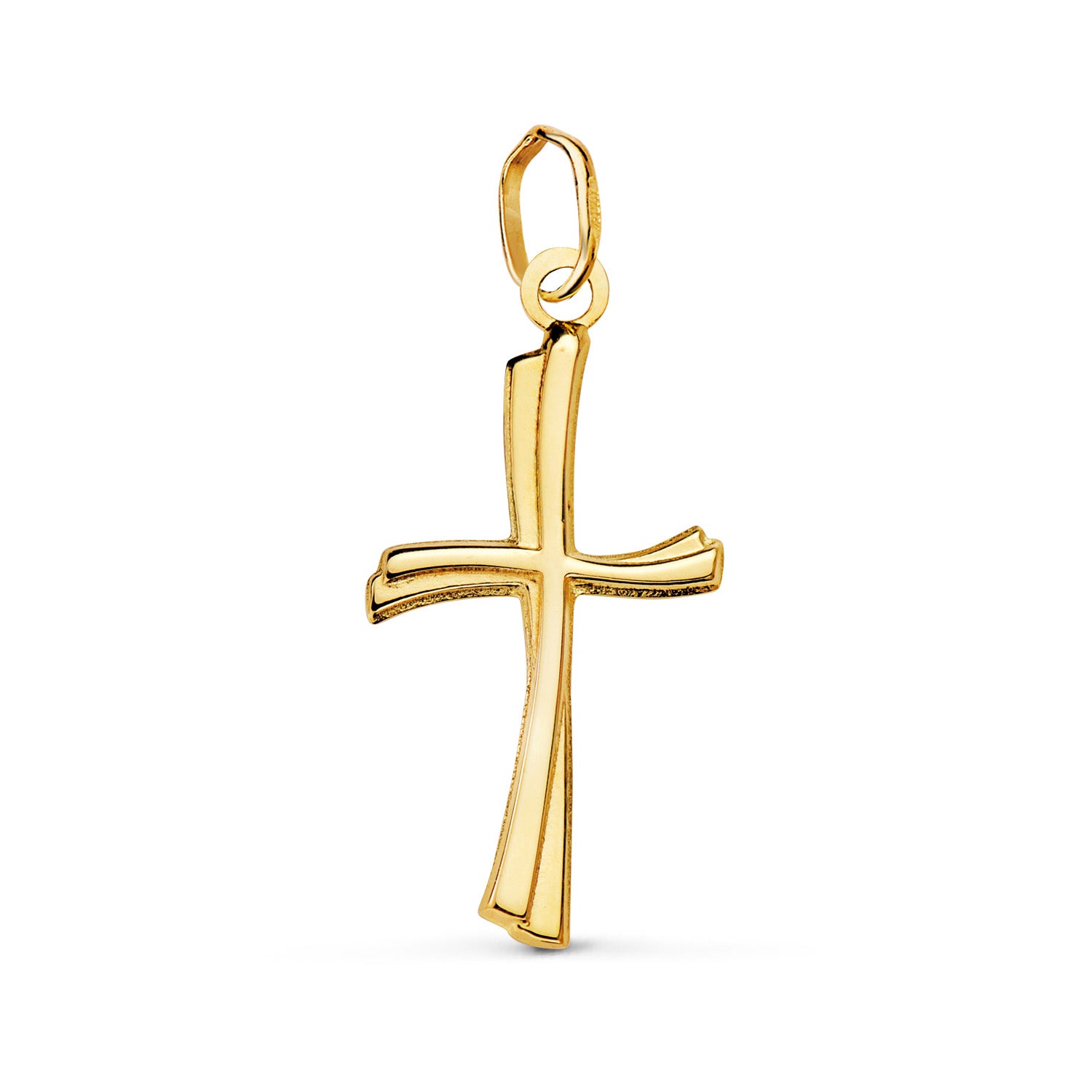 Croix Or Jaune Lisse 18K Brillant Creuse 21 X 12 mm