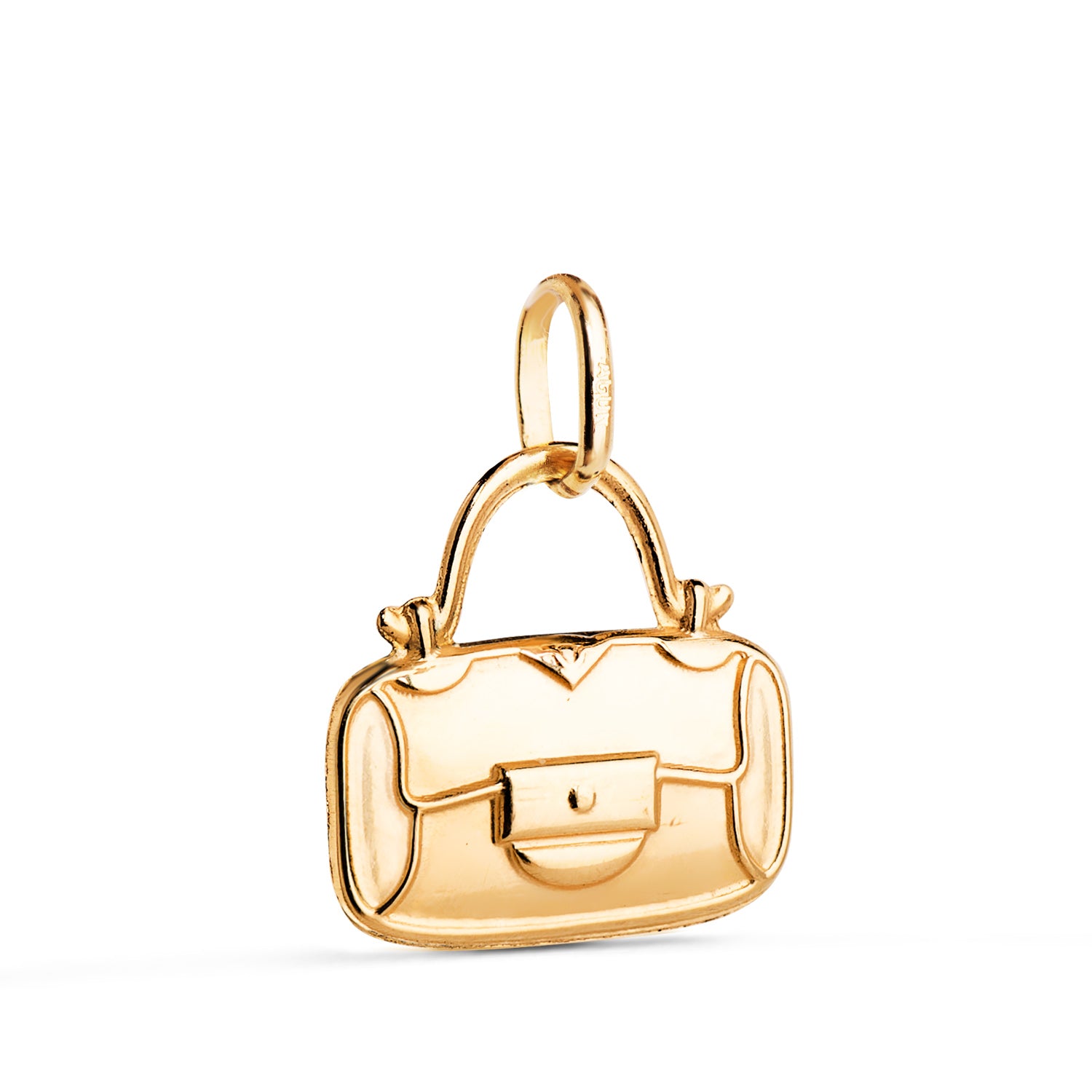 Pendentif de Sac en Or Jaune 18K avec Émail Rose et Rouge Mesure: 14 X 13 mm