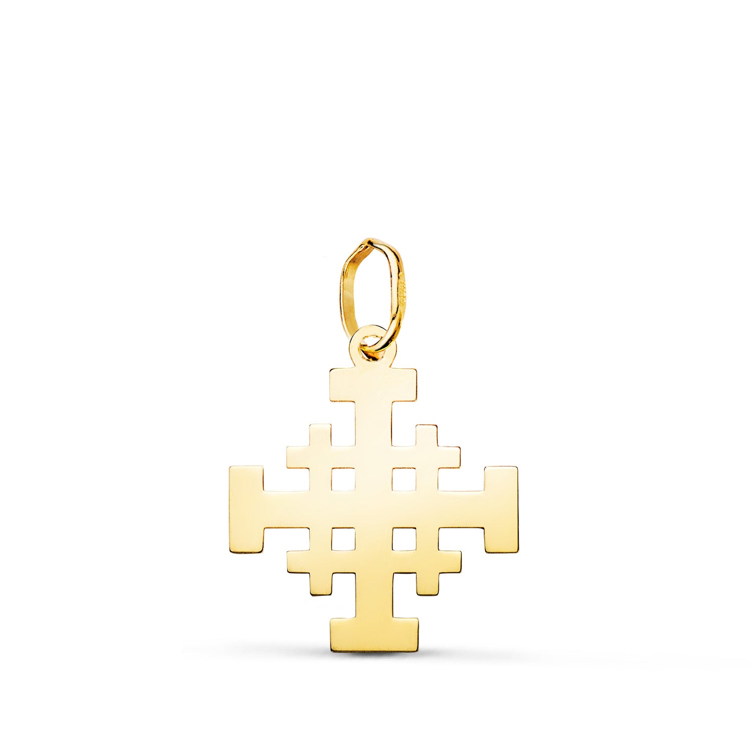 18K gul guld vedhæng Jerusalem Cross Brilliant Silhouette 17 X 15 mm