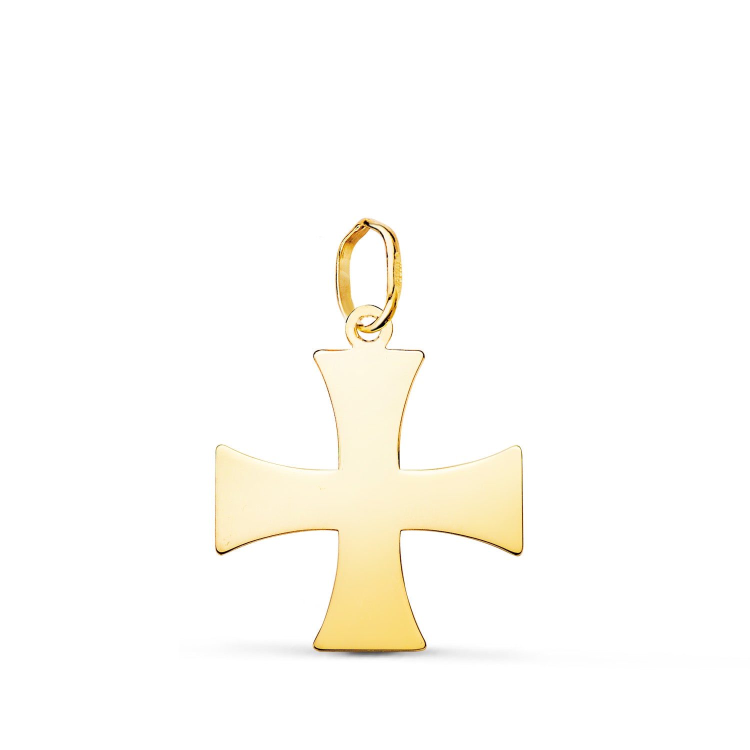 Pendentif en Or Jaune 18K Croix Templière Silhouette en Brillant 18 X 16 mm