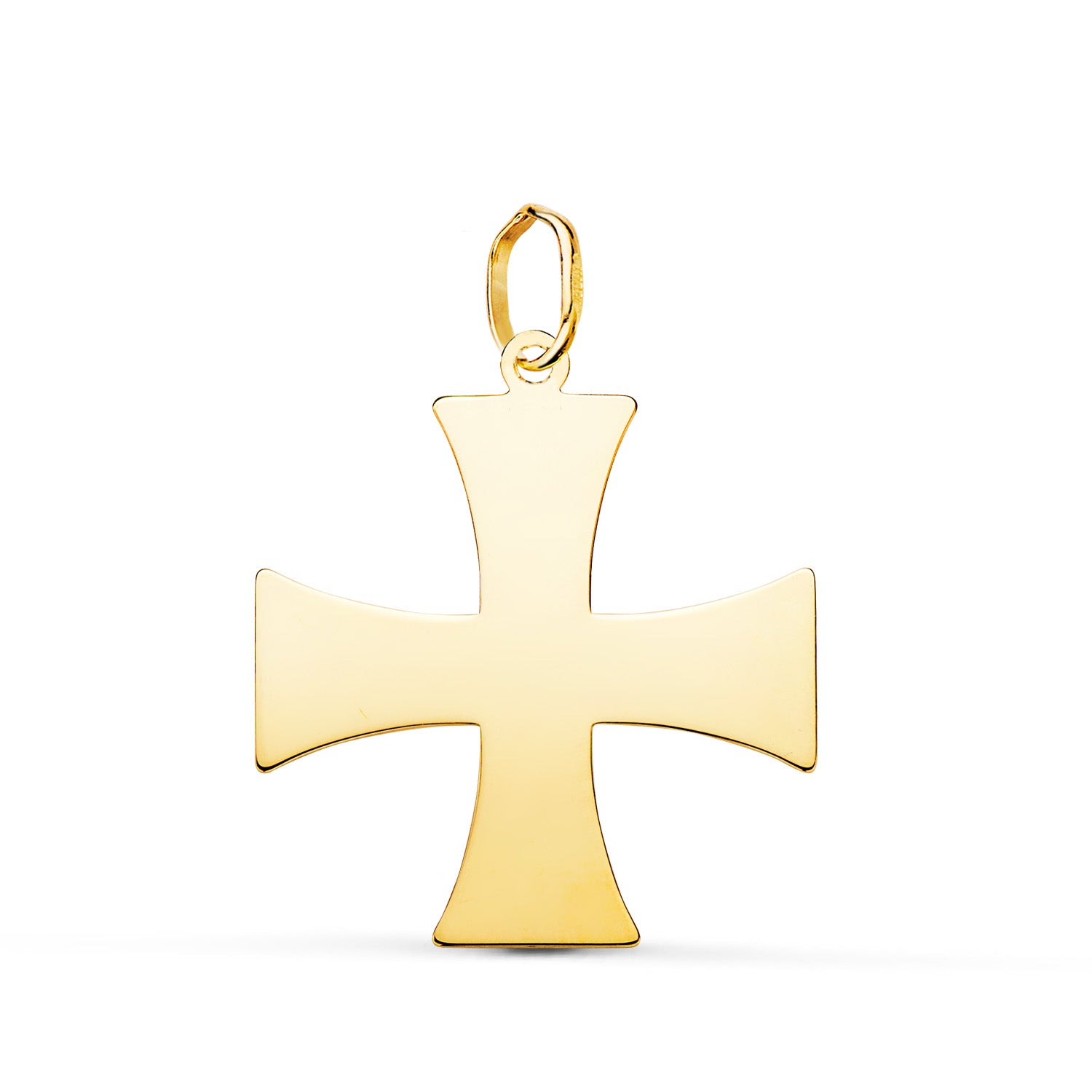 18K gul guld Templar Cross Silhouette Pendant i Brilliant Finish 22 x 20 mm
