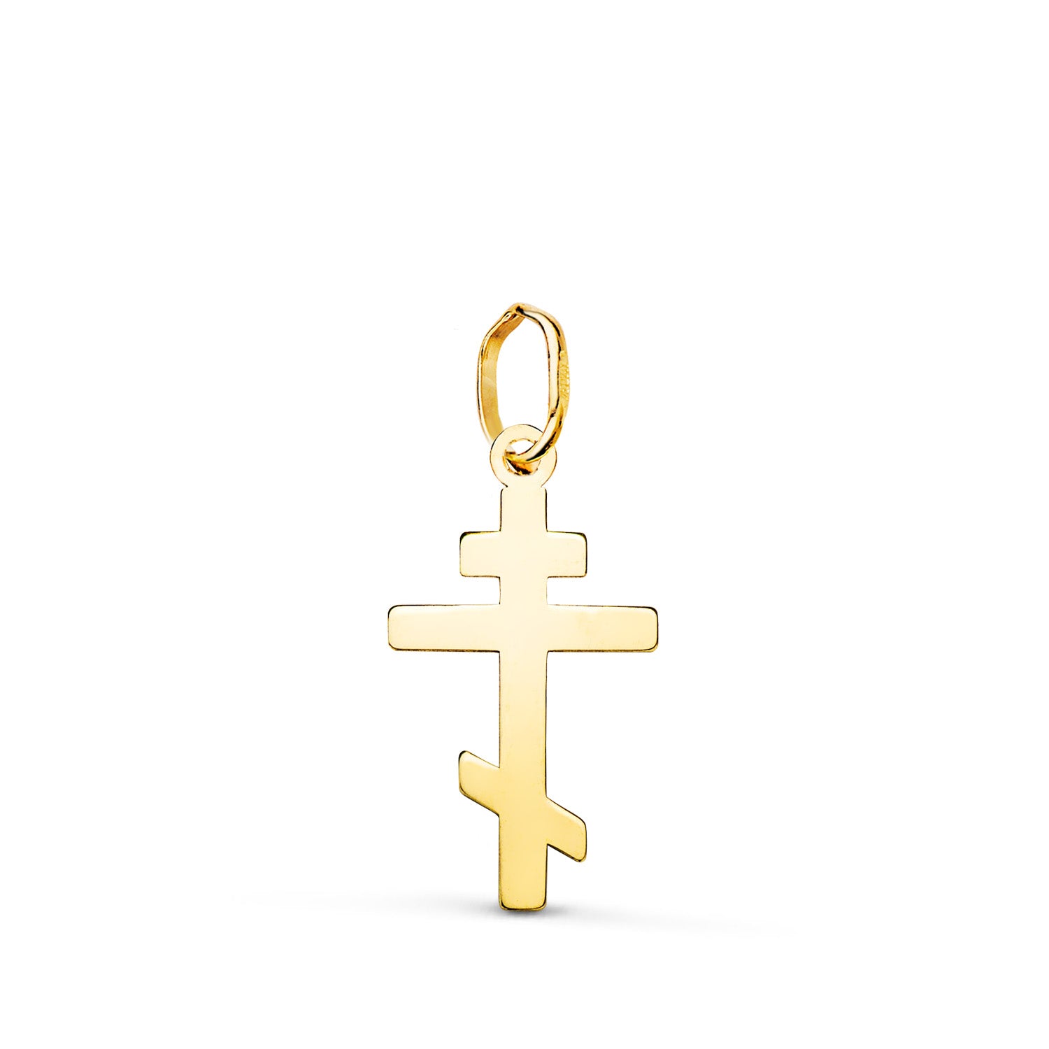 Pendentif en Or Jaune 18K Croix Orthodoxe Silhouette en Brillant 18 X 10 mm