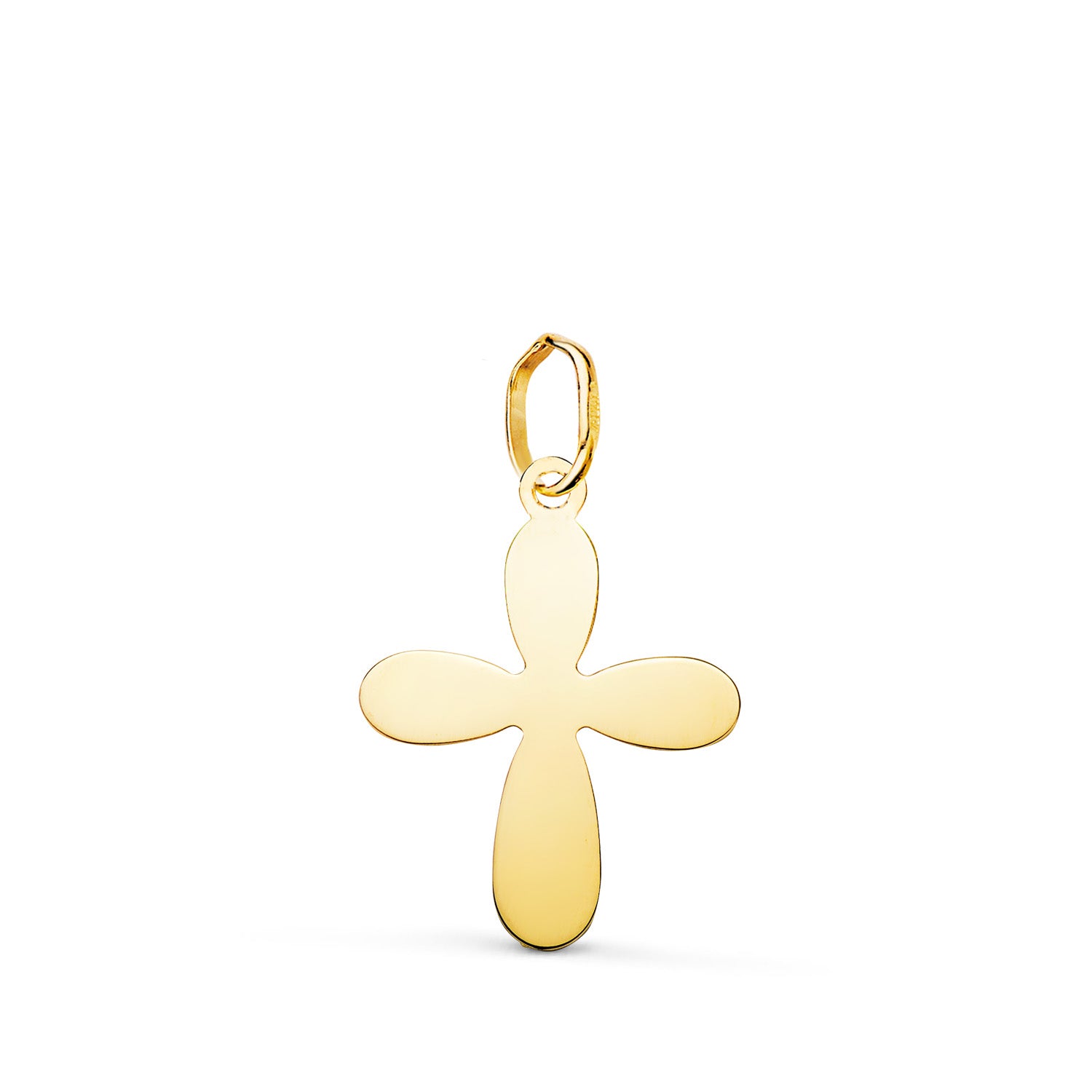 Pendentif Or Jaune 18K Baptême Silhouette Croix en Finition Brillante 18 X 13 mm