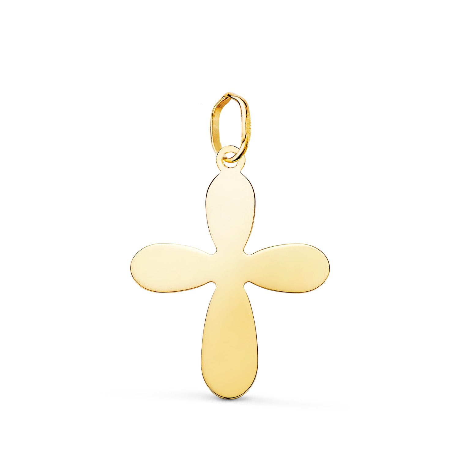 Pendentif en Or Jaune 18K Croix de Baptême Silhouette en Brillant 22 X 17 mm