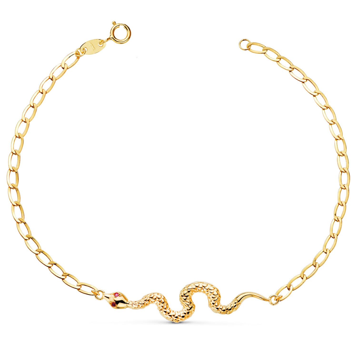 18K gult gull armbånd Slangeøyne Ruby 40MM hul kjedelengde: 19cm