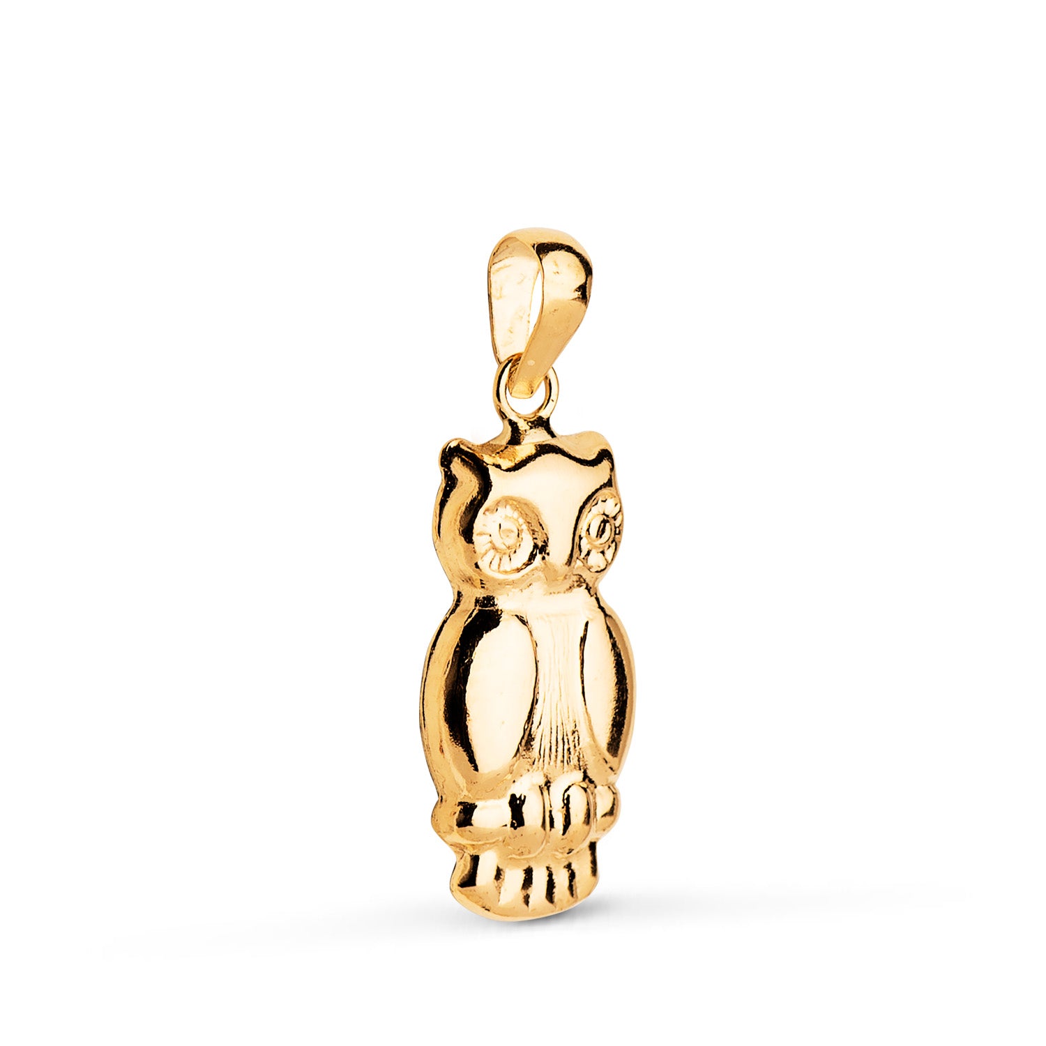 Pendentif Hibou en Or Jaune 18 Carats en Finition Brillante Mesurant : 19 X 9 mm