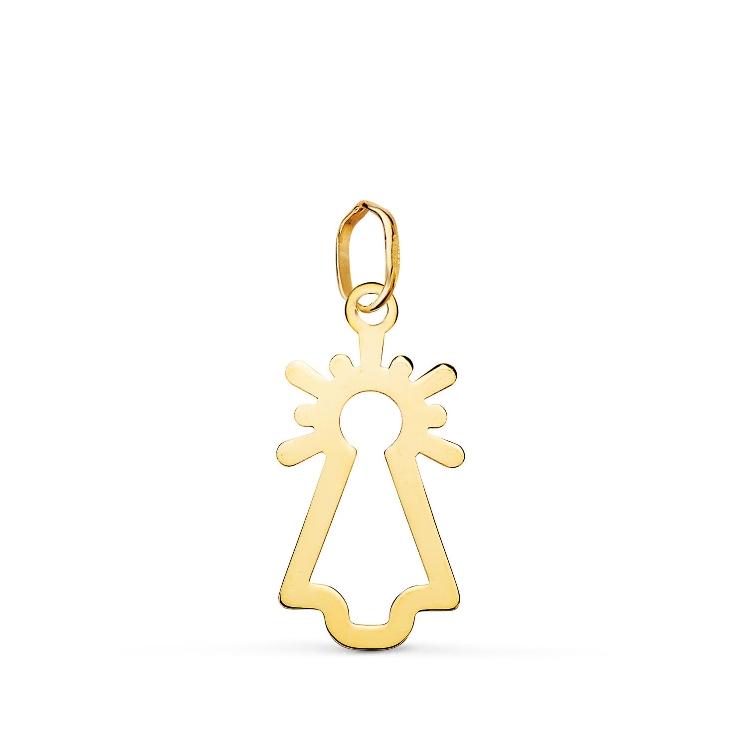Pendentif en Or Jaune 18K Vierge du Pilier Silhouette Brillante Taille : 20X10 mm