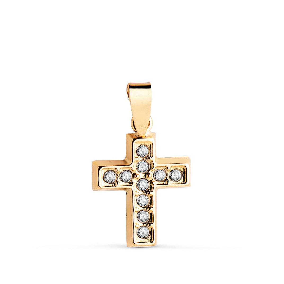 Croix oxydes de zirconium – Or jaune 18 carats – Blanc
