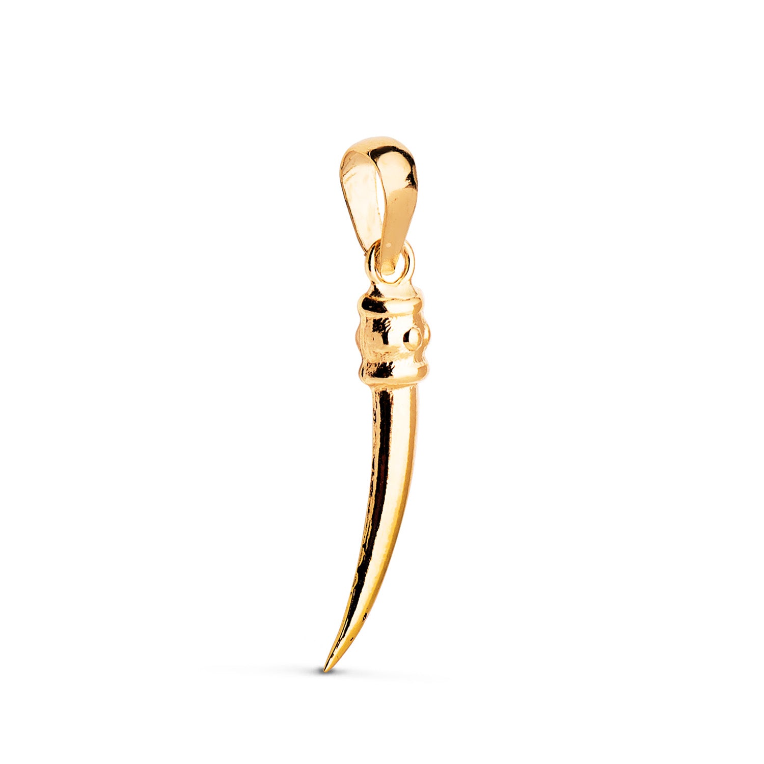 Pendentif en Or Jaune 18K avec Corne Brillante Mesurant : 19 X 3 mm