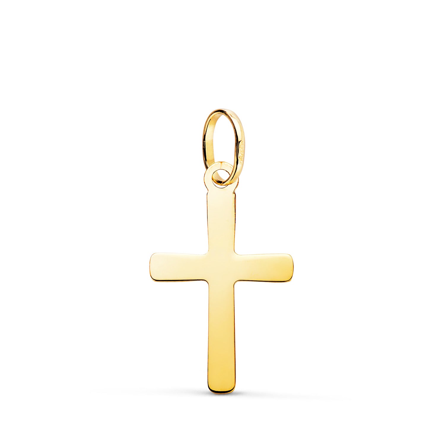 Pendentif Croix Lisse en Or Jaune 18K Finition Brillante 20 X 12,5 mm