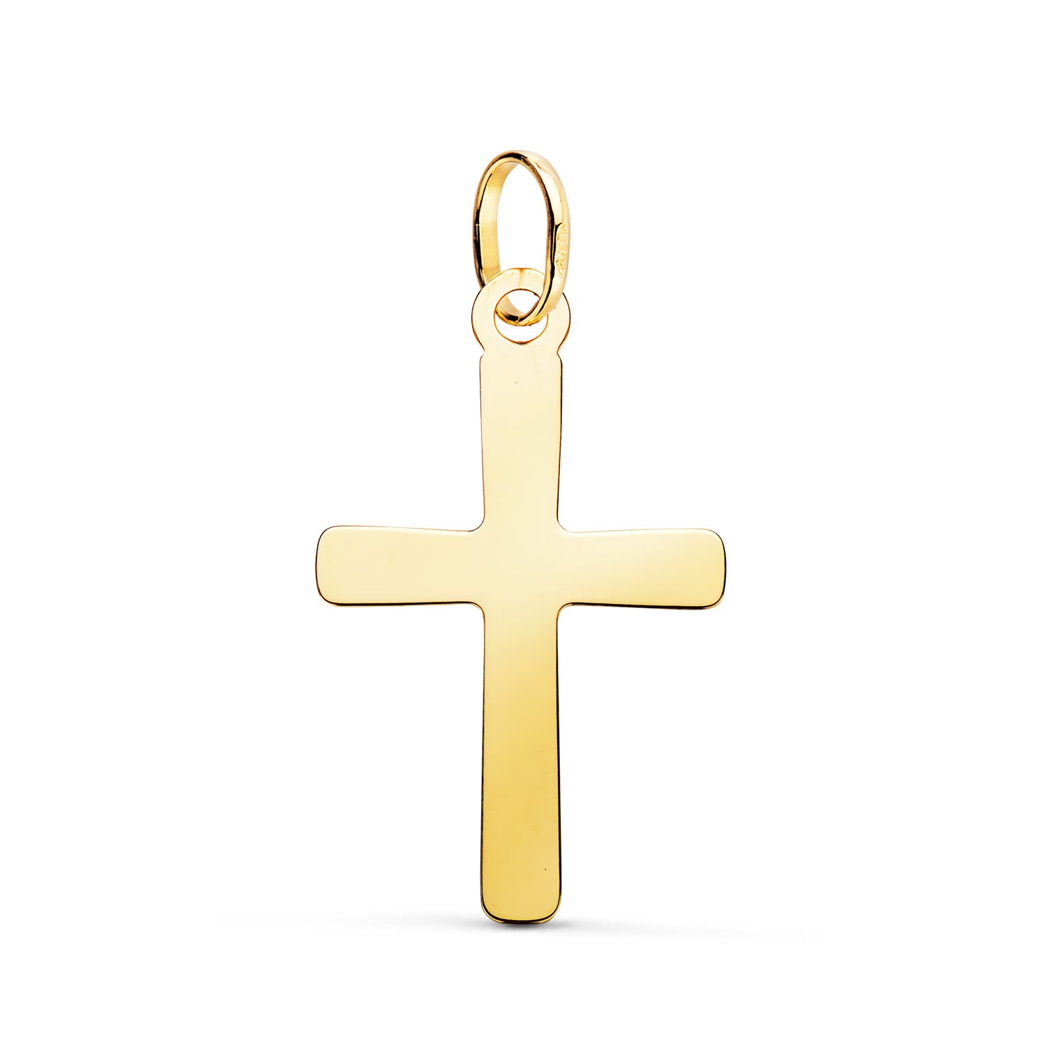 18K geelgouden hanger met glad en briljant kruis 24 x 15 mm