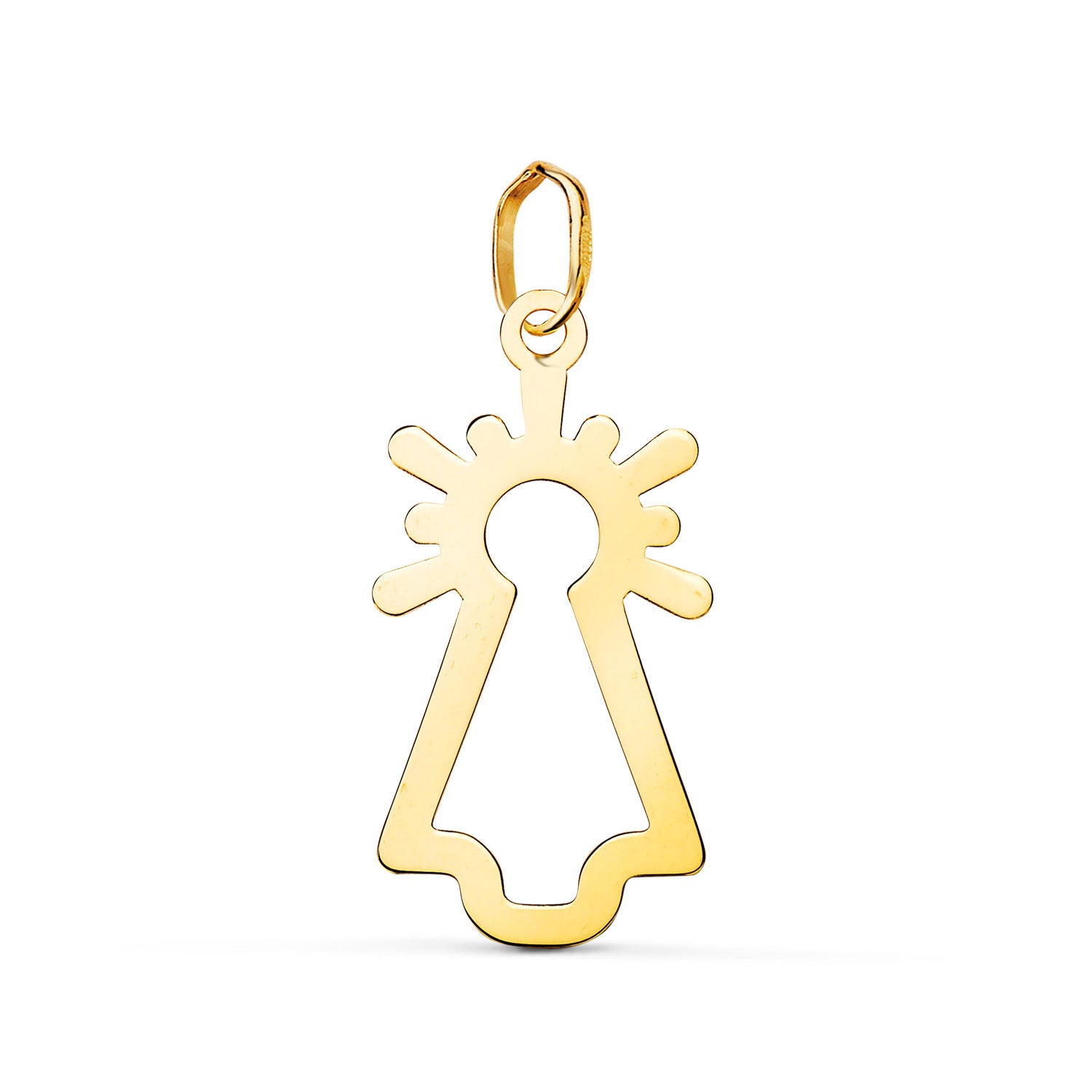 Pendentif en Or Jaune 18K Vierge du Pilier Silhouette Brillante Taille : 22X11 mm