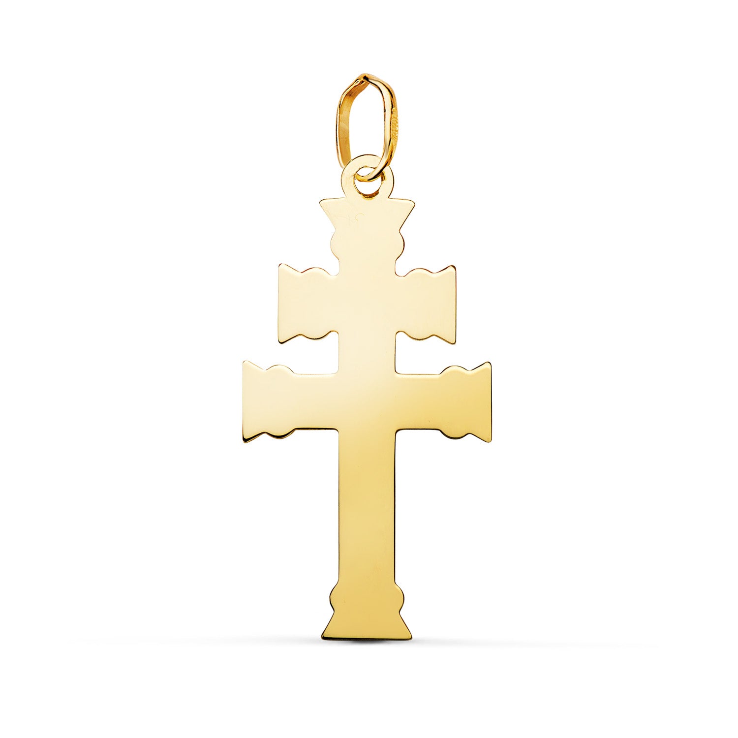 Ciondolo Croce di Lorena in Oro Giallo 18 Carati con Luminosità Misura: 27 x 13,5 mm
