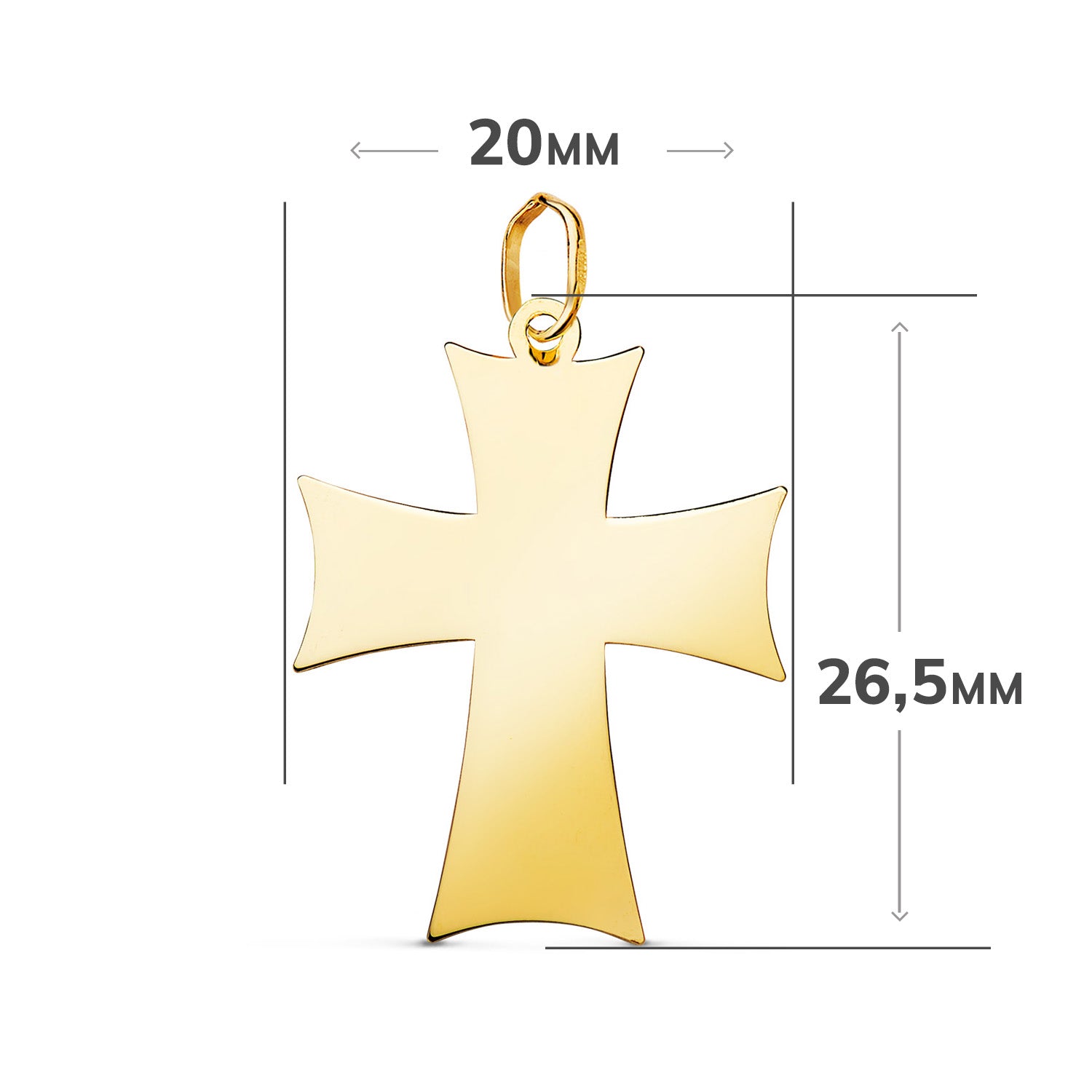 Pendentif Croix en Or Jaune 18 Carats de Lordre Teutonique en Mesure de Luminosité : 26,5 X 20 mm